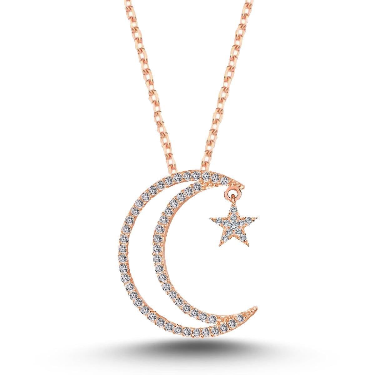 HİLAL VE SALLANTILI YILDIZ KOLYE