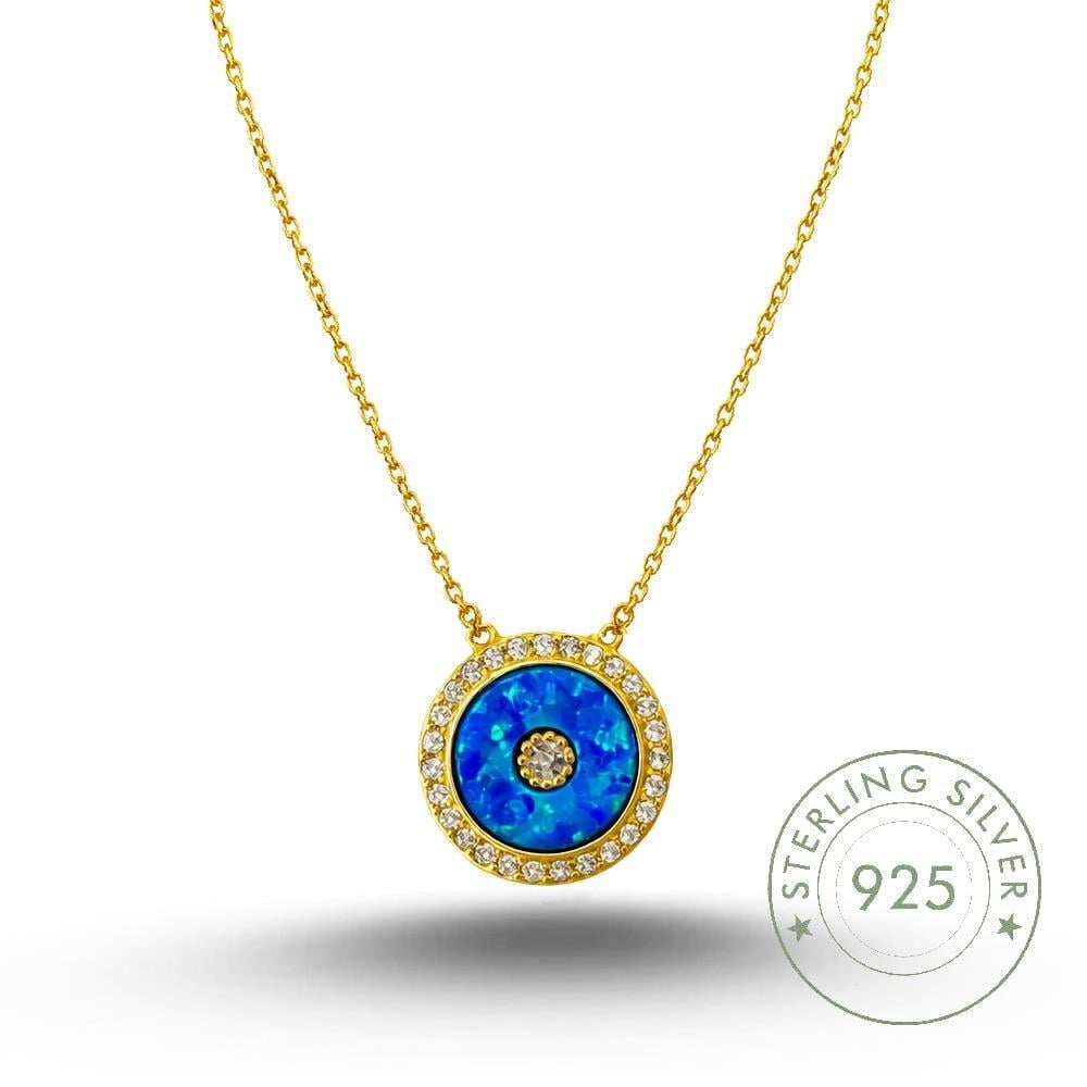 Kadın 925 Ayar Gümüş Opal Taş Tasarımlı 40+5 cm Zincirli Kolye