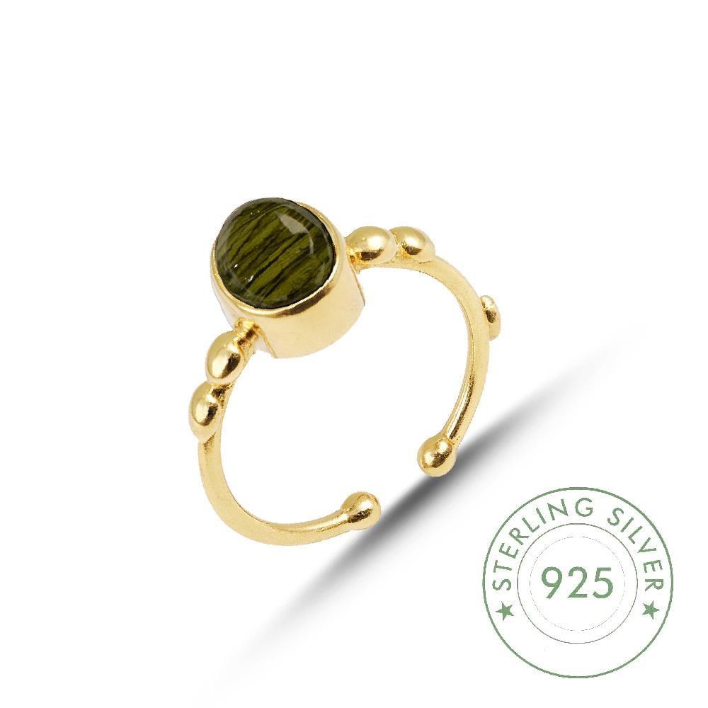 Kadın Gümüş 925 Ayar Oval Has Taşlı Yüzük