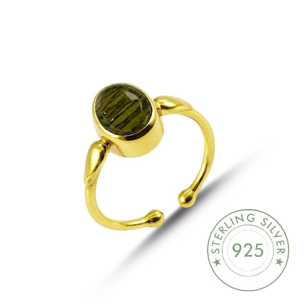 Kadın Gümüş 925 Ayar Oval Has Taşlı Yüzük