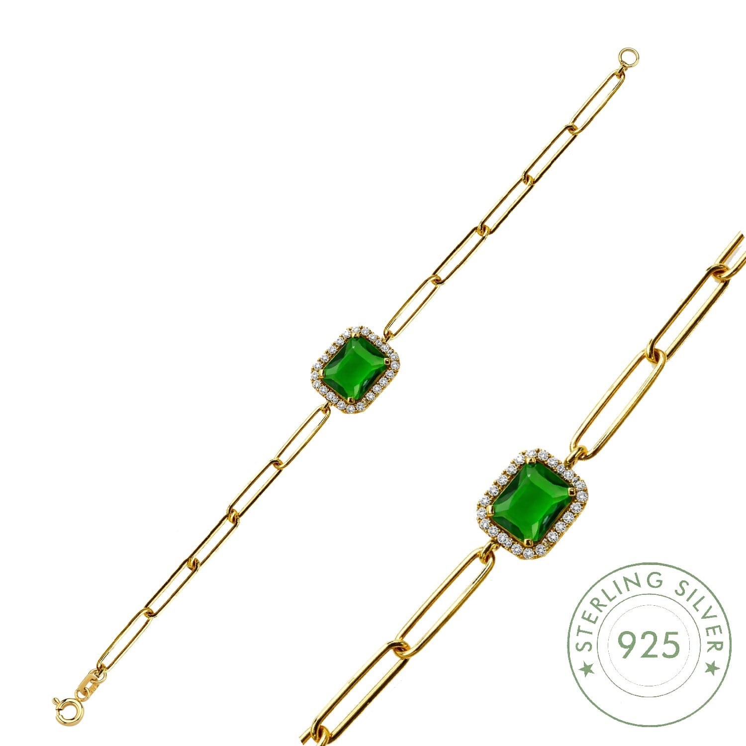 Kadın Gümüş Bileklik 925 Ayar Baget Taş Tasarımlı 15+3 Cm Zincirli Bileklik