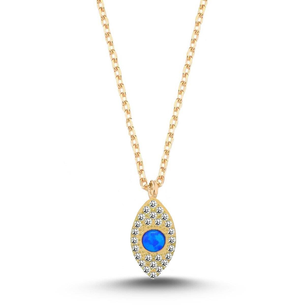 OPAL TAŞLI GÖZ ŞEKLİNDE KOLYE