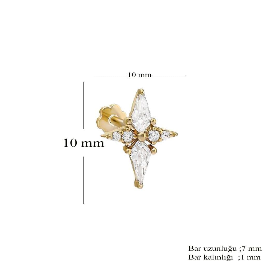 Unisex 925 Ayar Gümüş Tabut Taş Tasarımlı Tragus