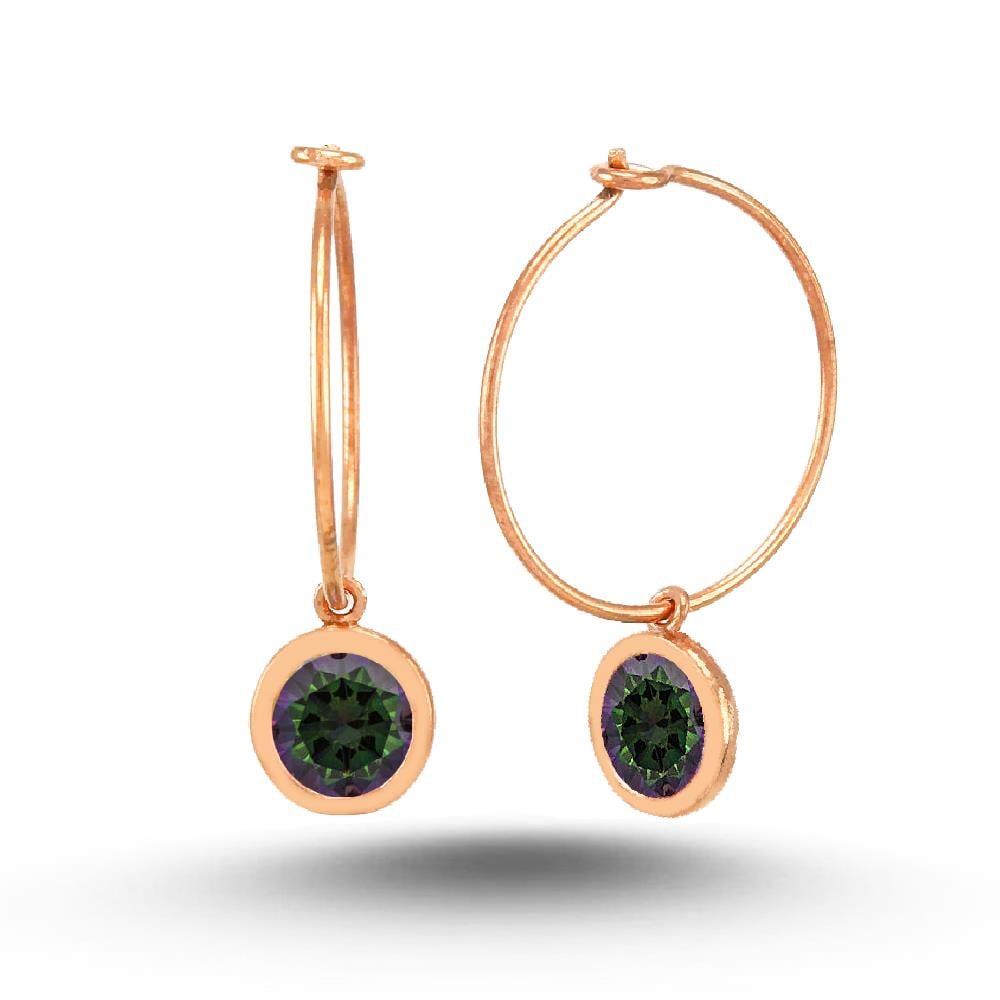 YUVARLAK MİSTİK TOPAZ TAŞLI HALKA KÜPE
