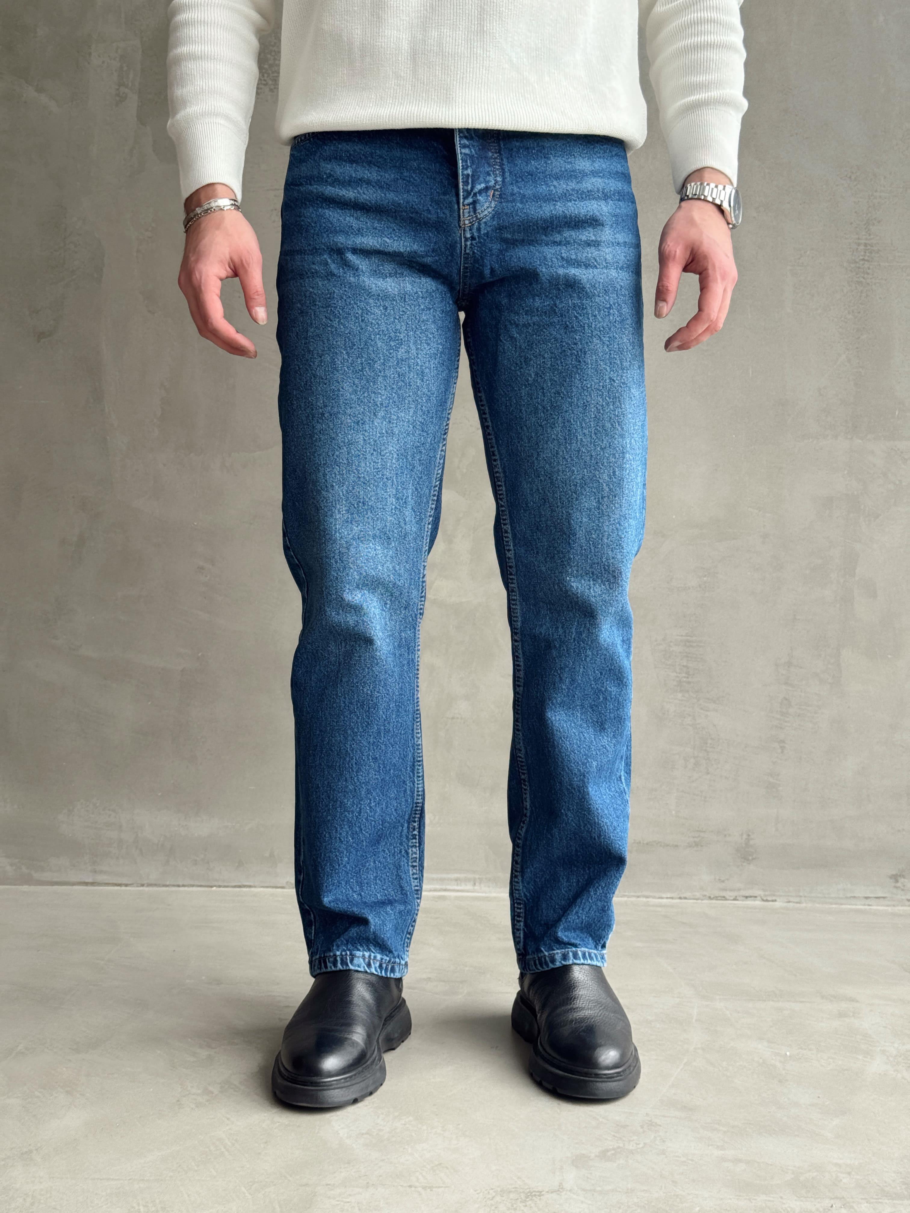 Erkek Baggy Rahat Kalıp Kot Pantolon Jeans-Koyu Mavi(E1005) TD:965