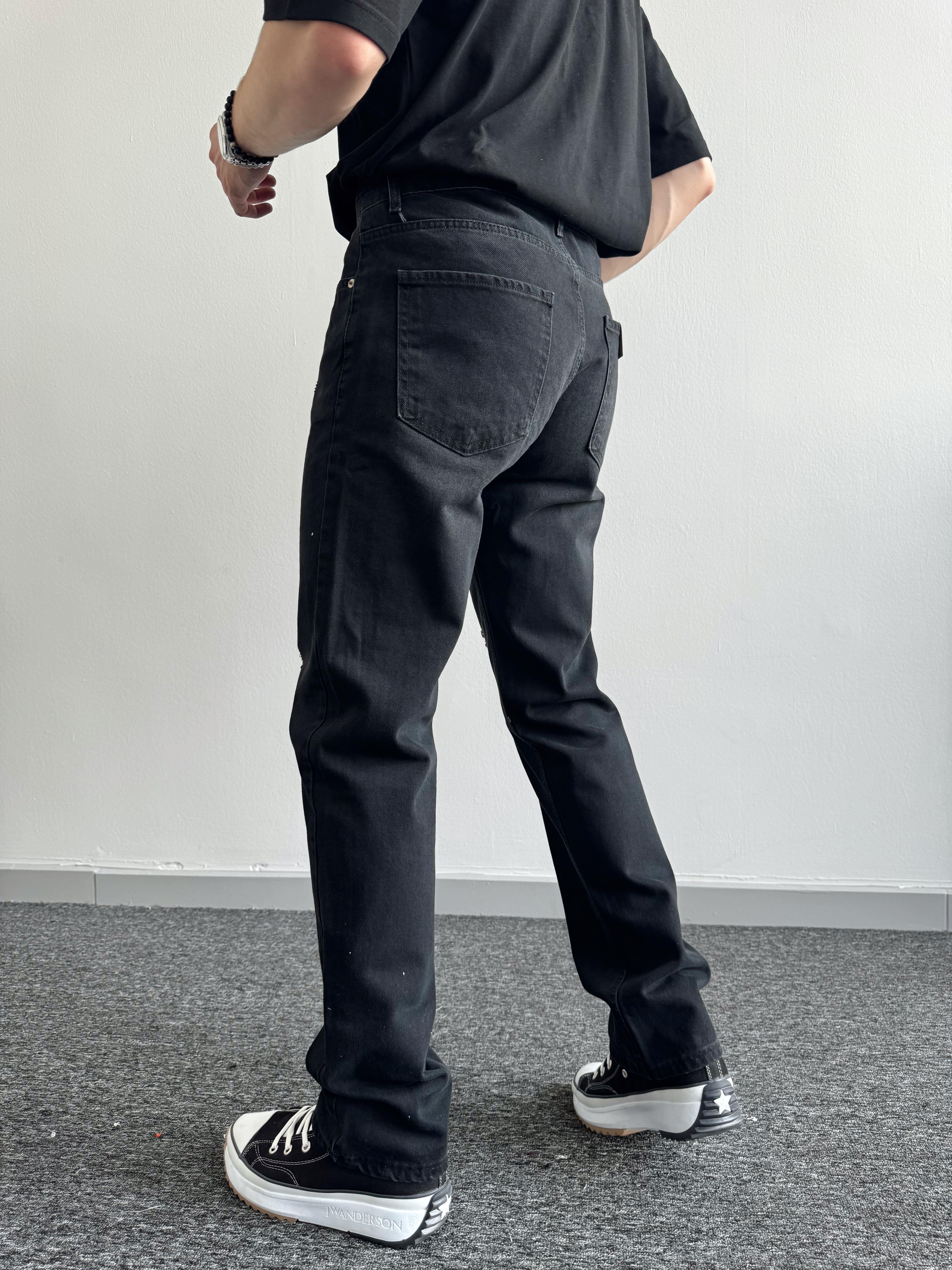 Erkek Baggy Rahat Kalıp Kot Pantolon Jean-Siyah(E1005) TD:179