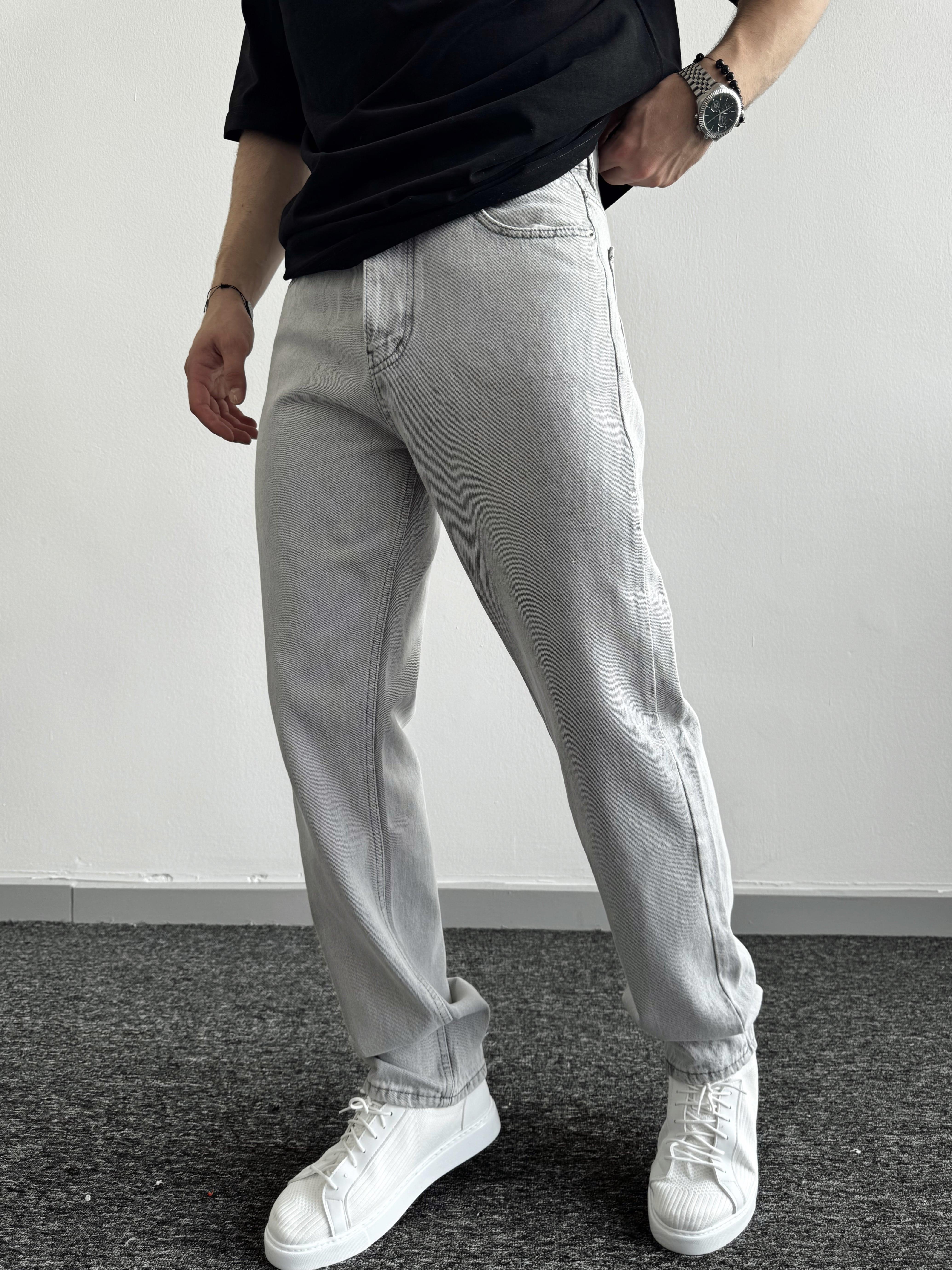 Erkek Baggy Rahat Kalıp Kot Pantolon Jean-Füme(E1005)Ketench