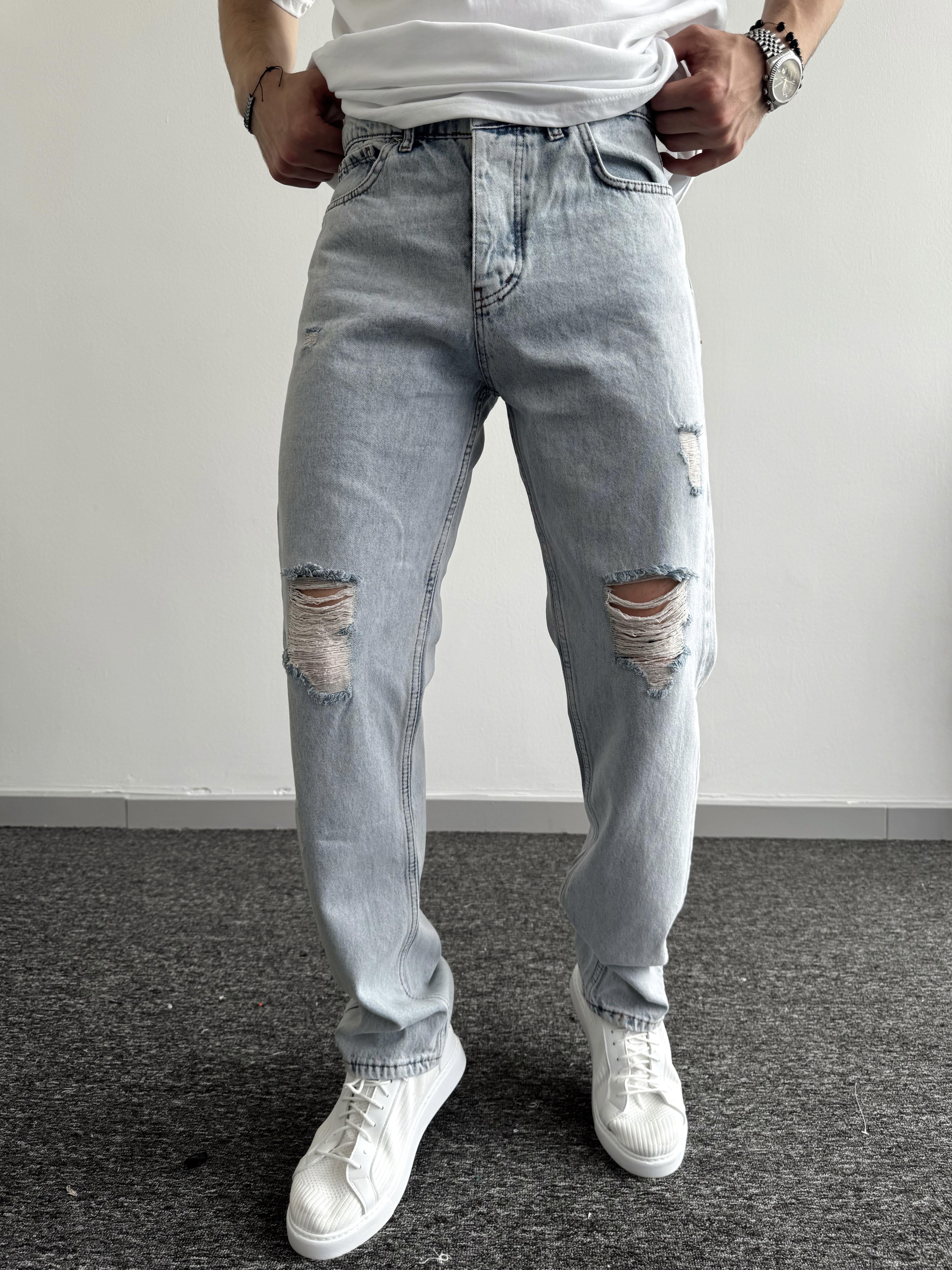 Erkek Baggy Rahat Kalıp Kot Pantolon Jean-Yırtık(E1005) TD:480