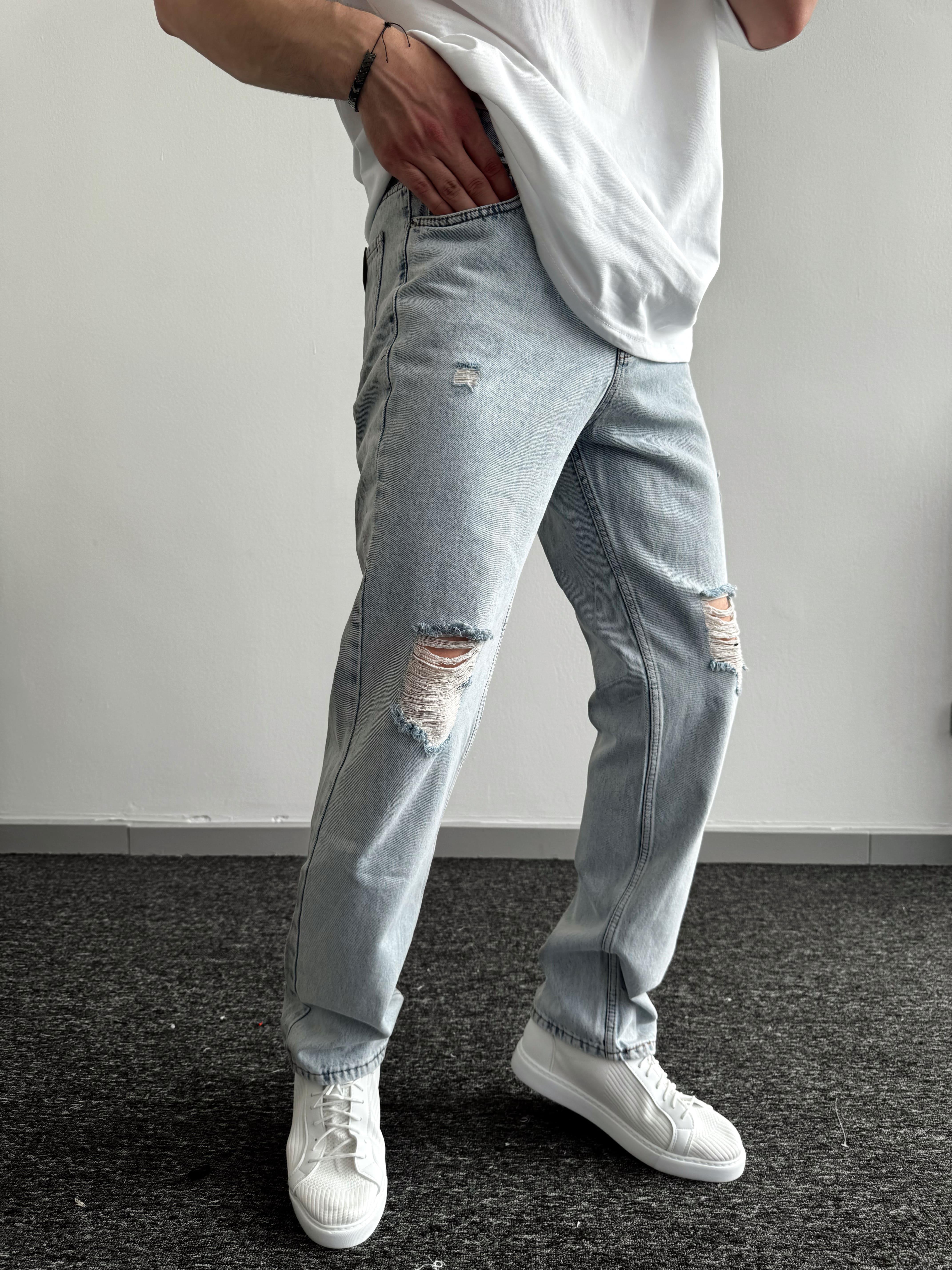 Erkek Baggy Rahat Kalıp Kot Pantolon Jean-Yırtık(E1005) TD:480
