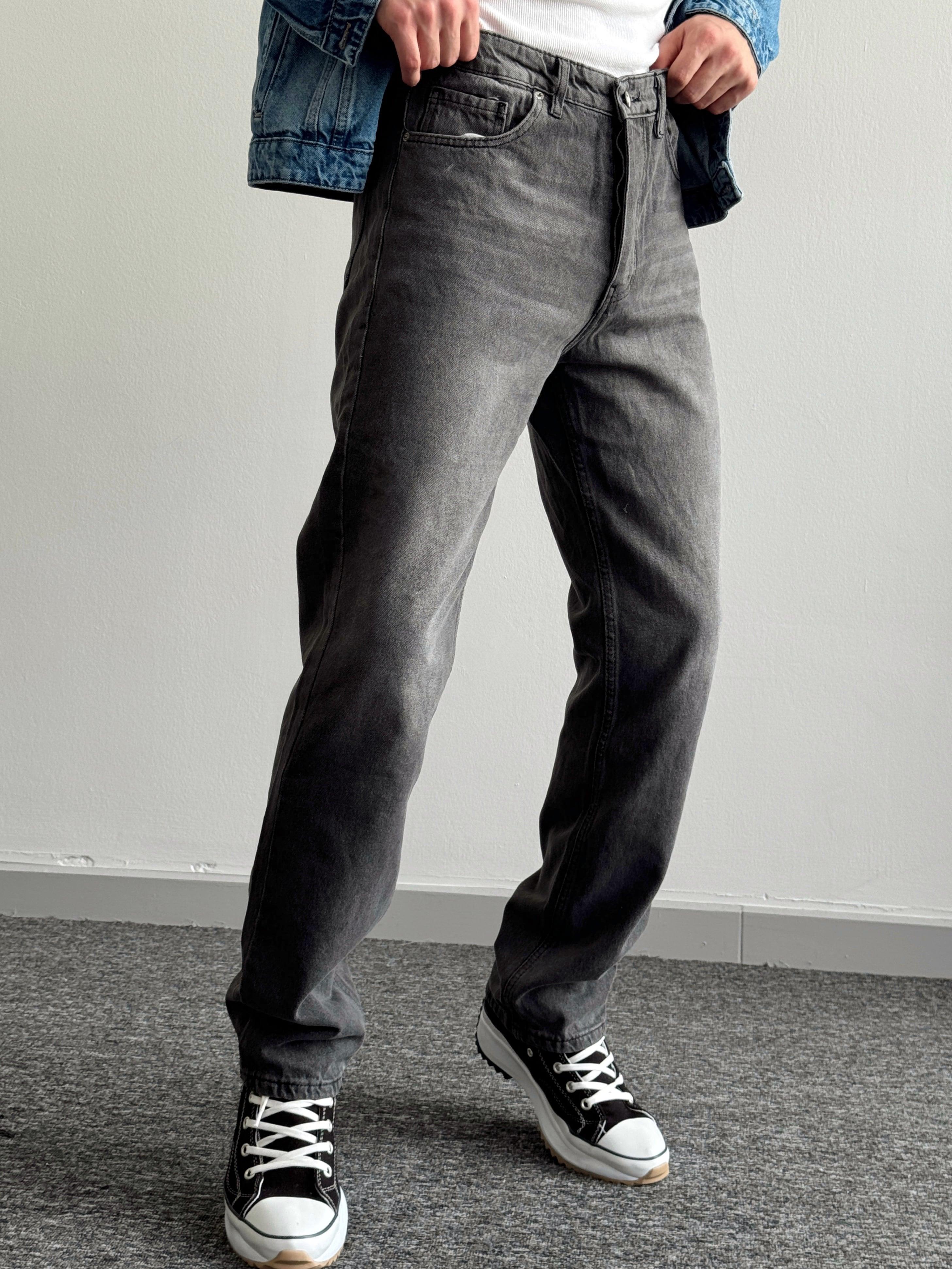 Erkek Baggy Rahat Kalıp Kot Pantolon Jean-Küf(E1005) TD:204-1