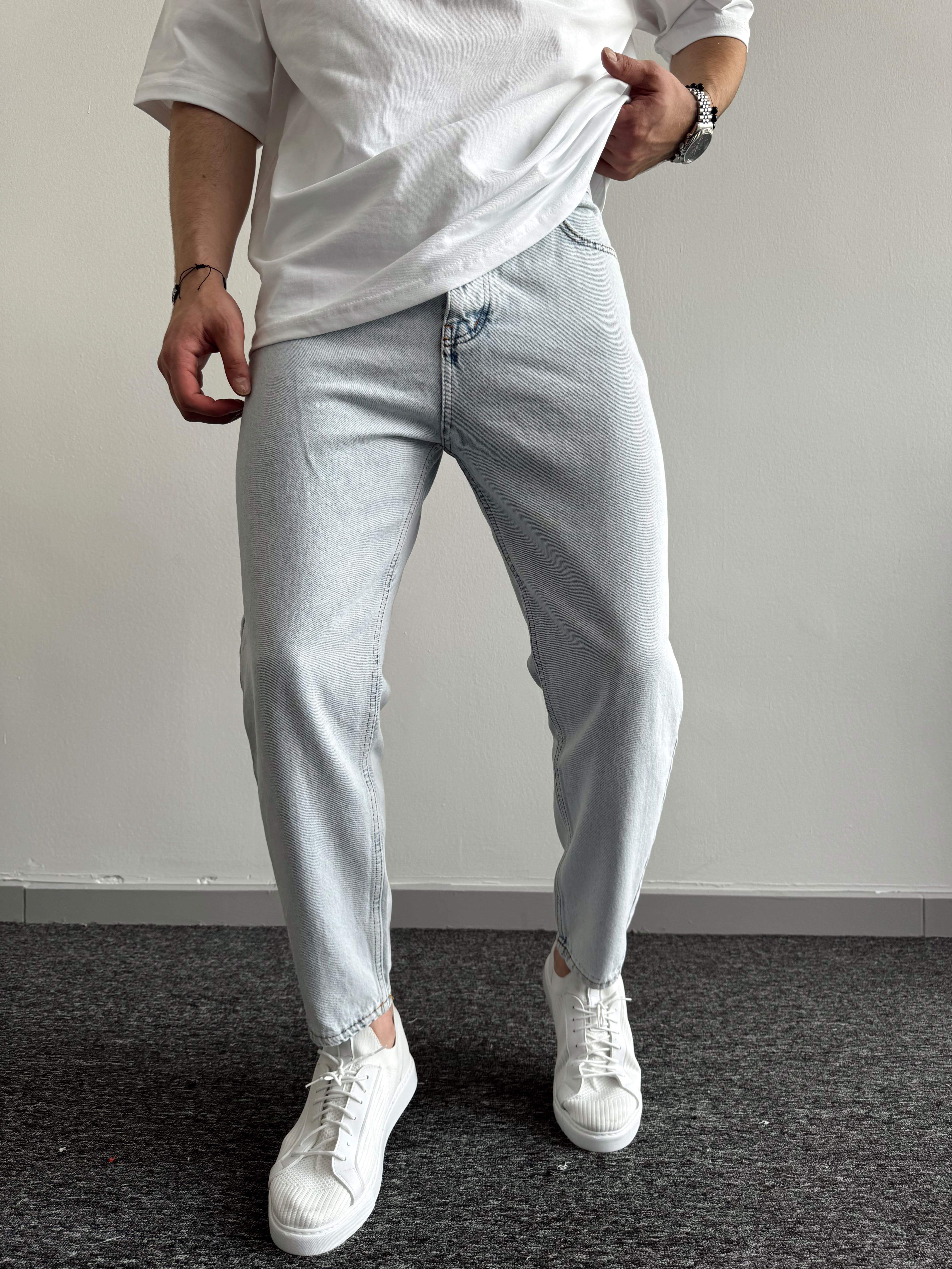 Erkek Boyfrend Rahat Regular Jeans-Buz Mavi(E1002) TD: