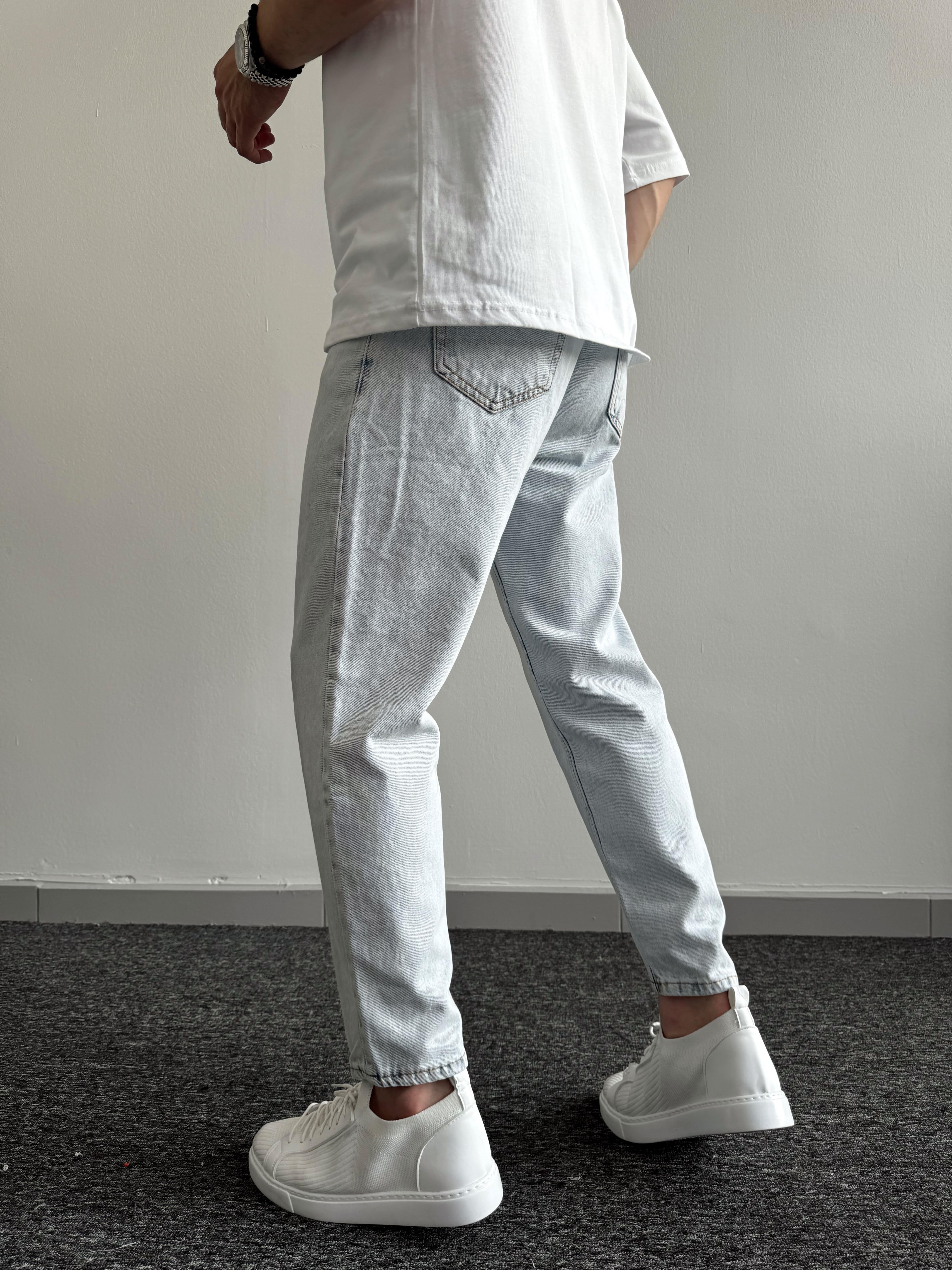 Erkek Boyfrend Rahat Regular Jeans-Buz Mavi(E1002) TD: