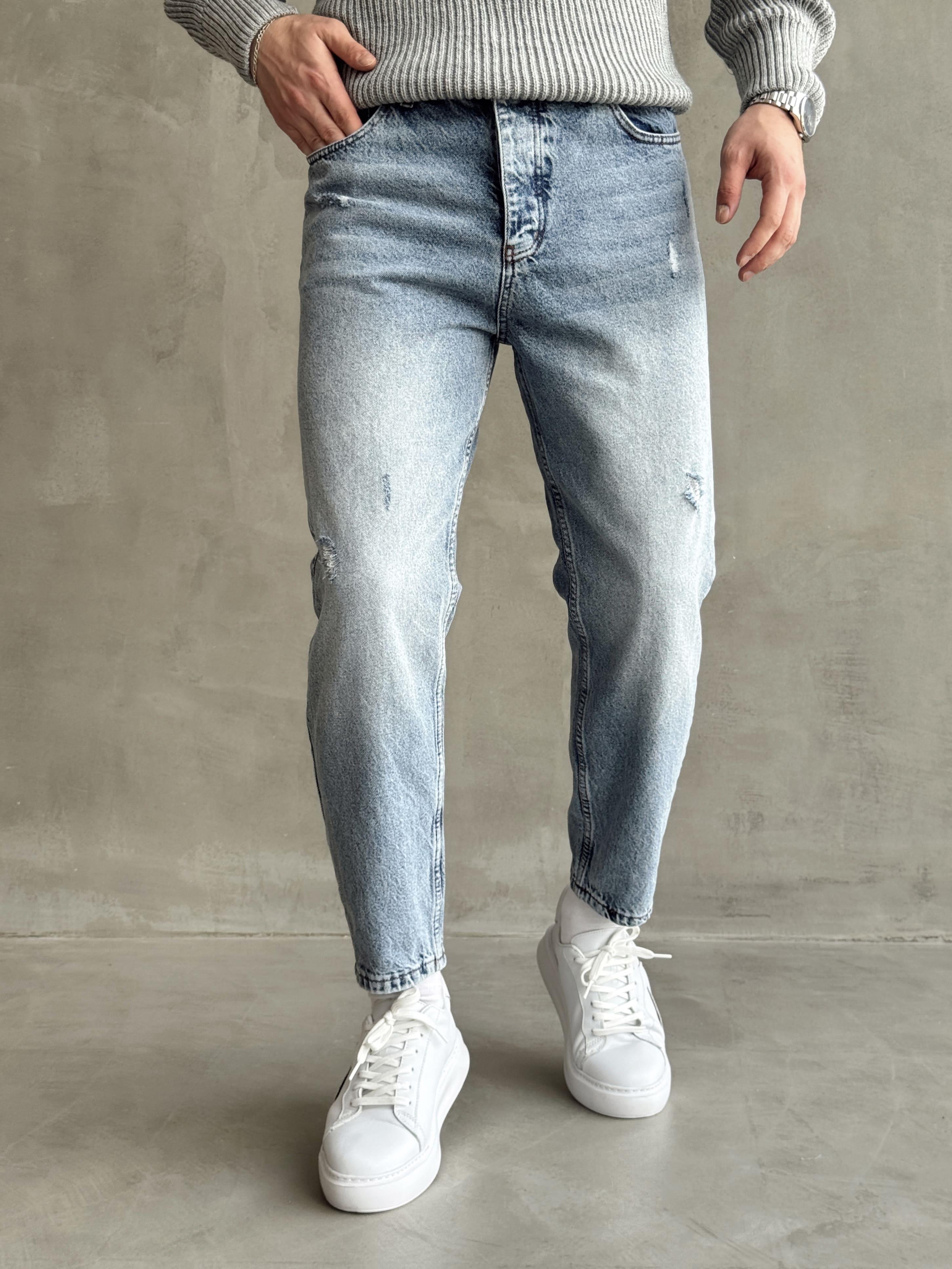 Erkek Boyfrend Rahat Regular Jeans-Denim Blue(E1002) TD:277-1Ketench