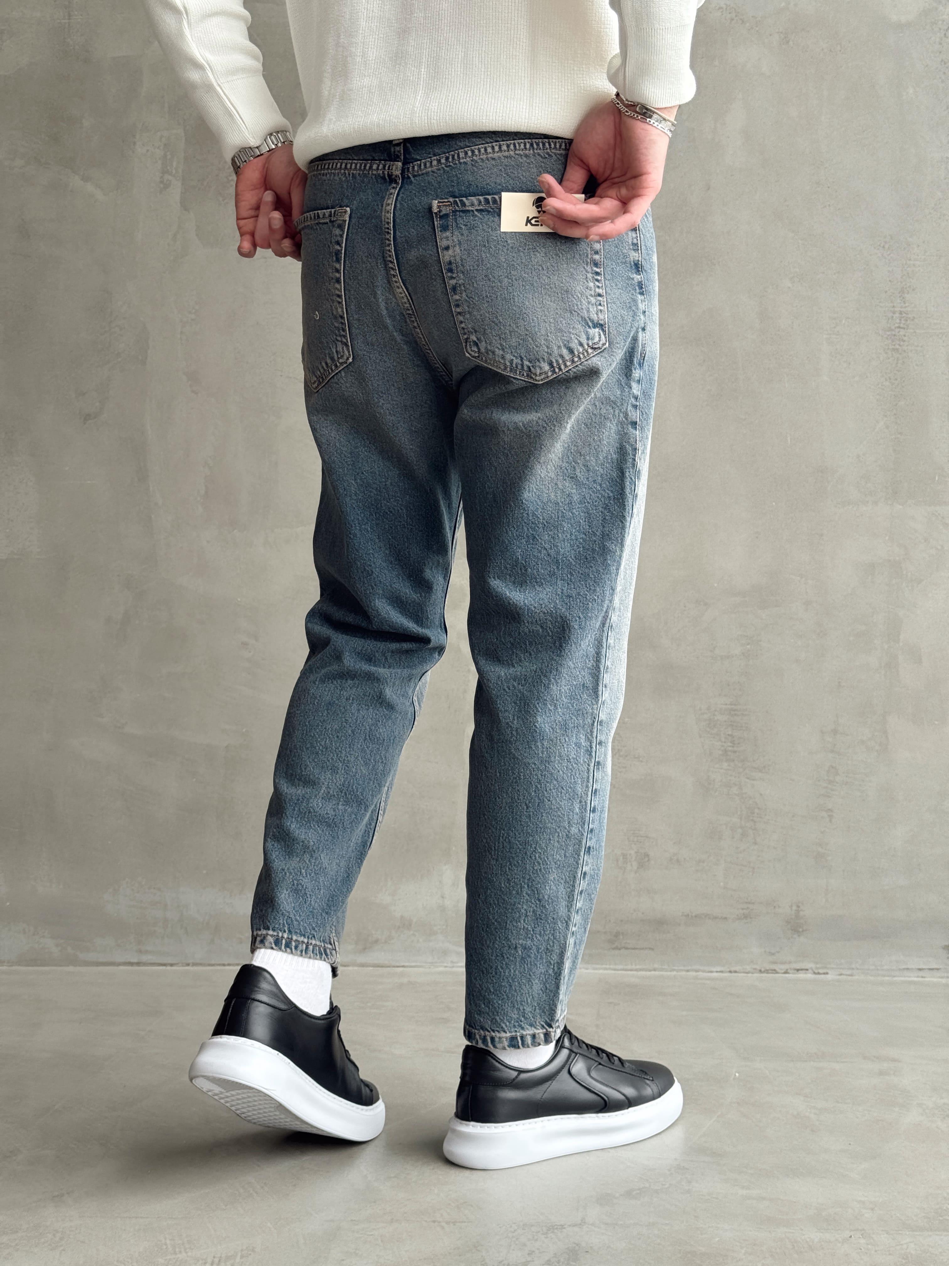 Erkek Boyfrend Rahat Regular Jeans-Eskitme(E1002) TD:1142