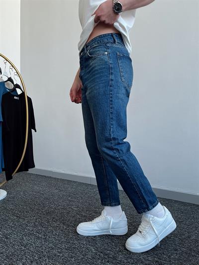 Erkek Boyfrend Rahat Regular Jeans-Koyu Mavi(E1002) TD:496