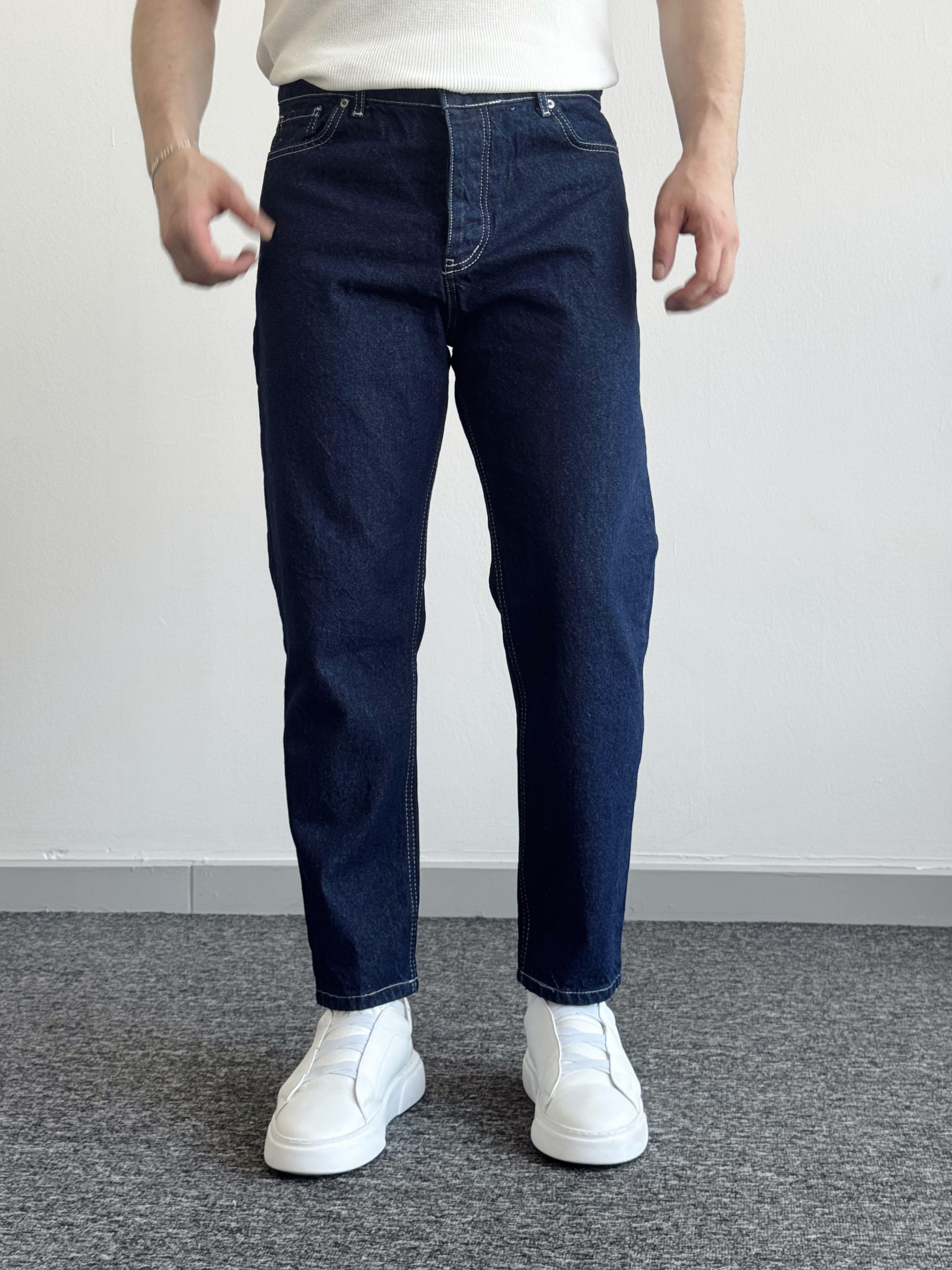 Erkek Boyfrend Rahat Regular Jeans-Lacivert(E1002) TD:812
