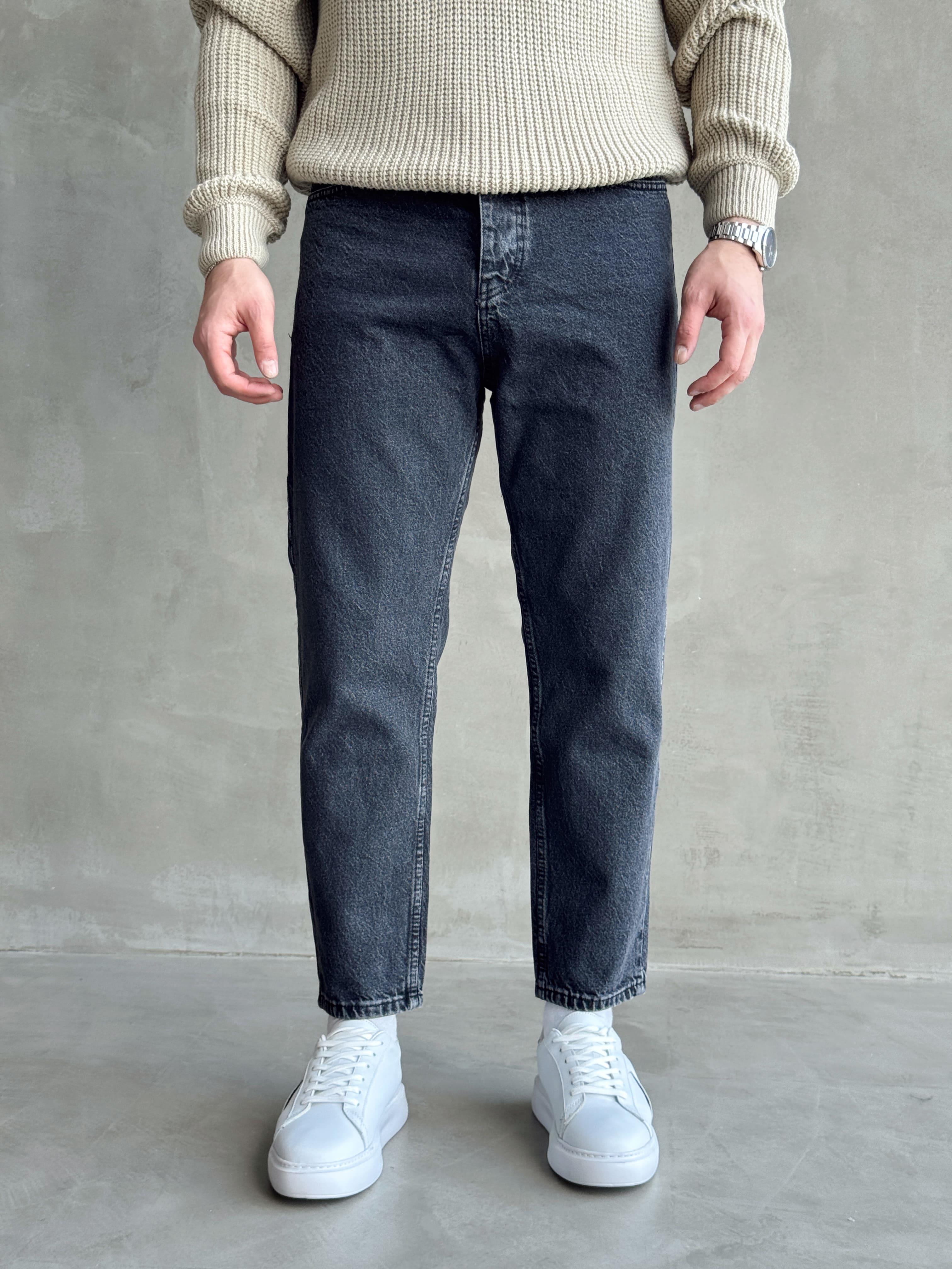 Erkek Boyfrend Rahat Regular Jeans-Washed Grey(E1002) TD:711-1
