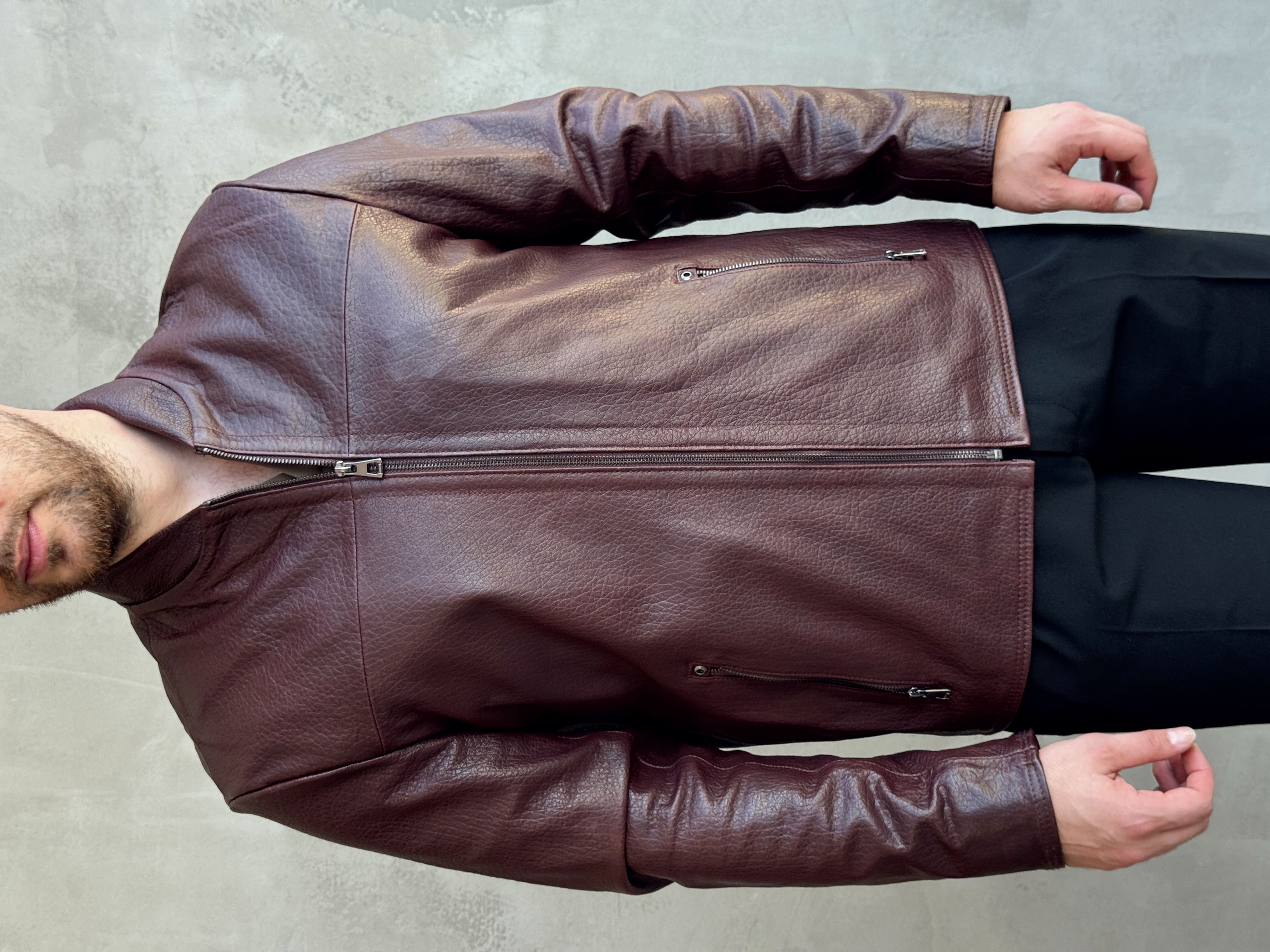 Erkek Business Collection Regular Fit El Yapımı %100 Kuzu Deri Ceket-Kahverengi(E1818)