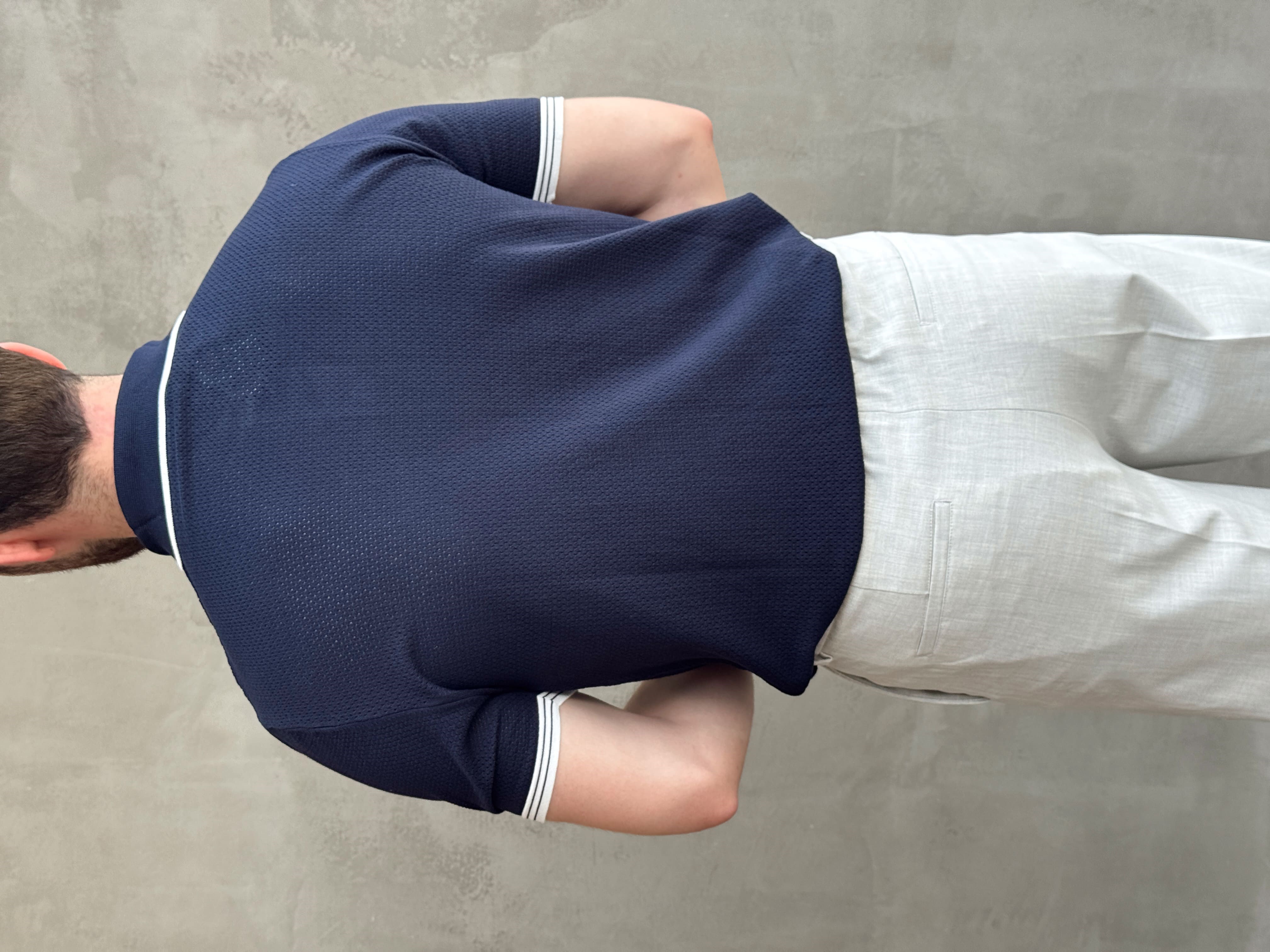 Erkek Bussines Colection Regular Fit Düğme Detaylı Triko T-Shirt-Lacivert(E1765)