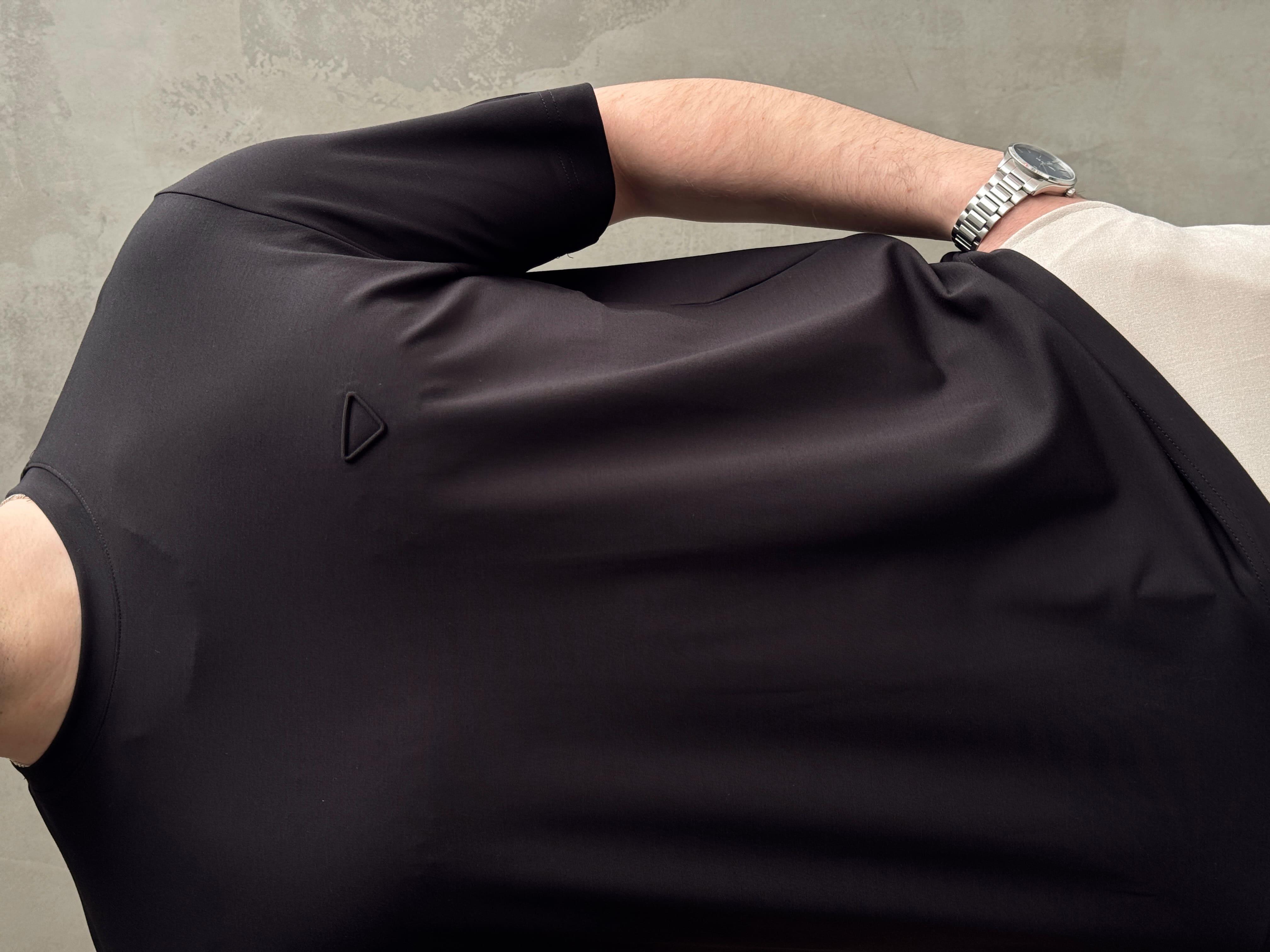 Erkek Elit Kalite Oversize Kalıp Logo Detaylı Modal Kumaş T-Shirt-Siyah(E1645)