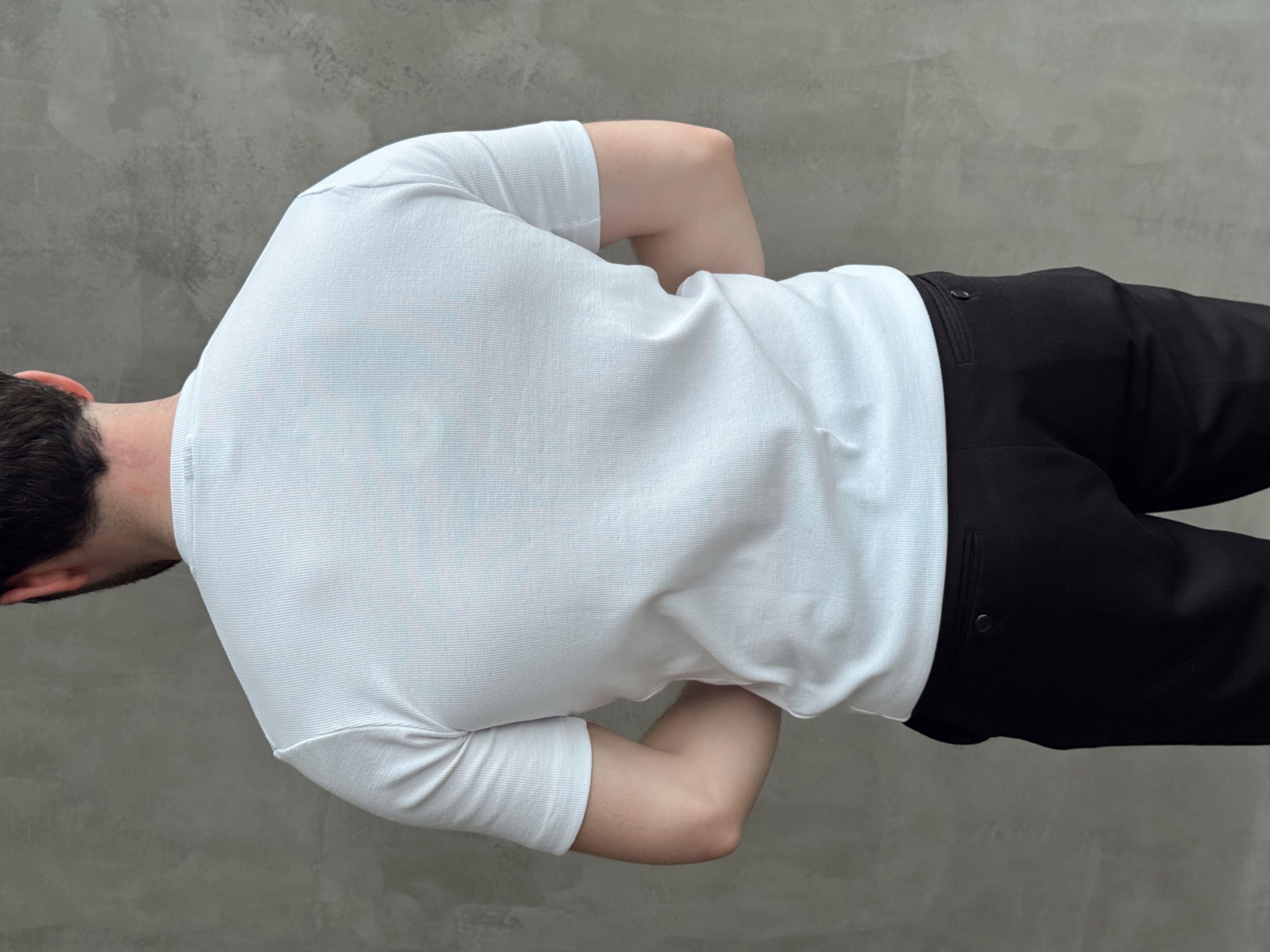 Erkek Elit Kalite Regular Kalıp Pat Yaka Detay Pamuk Kumaş T-Shirt-Beyaz(E1678)