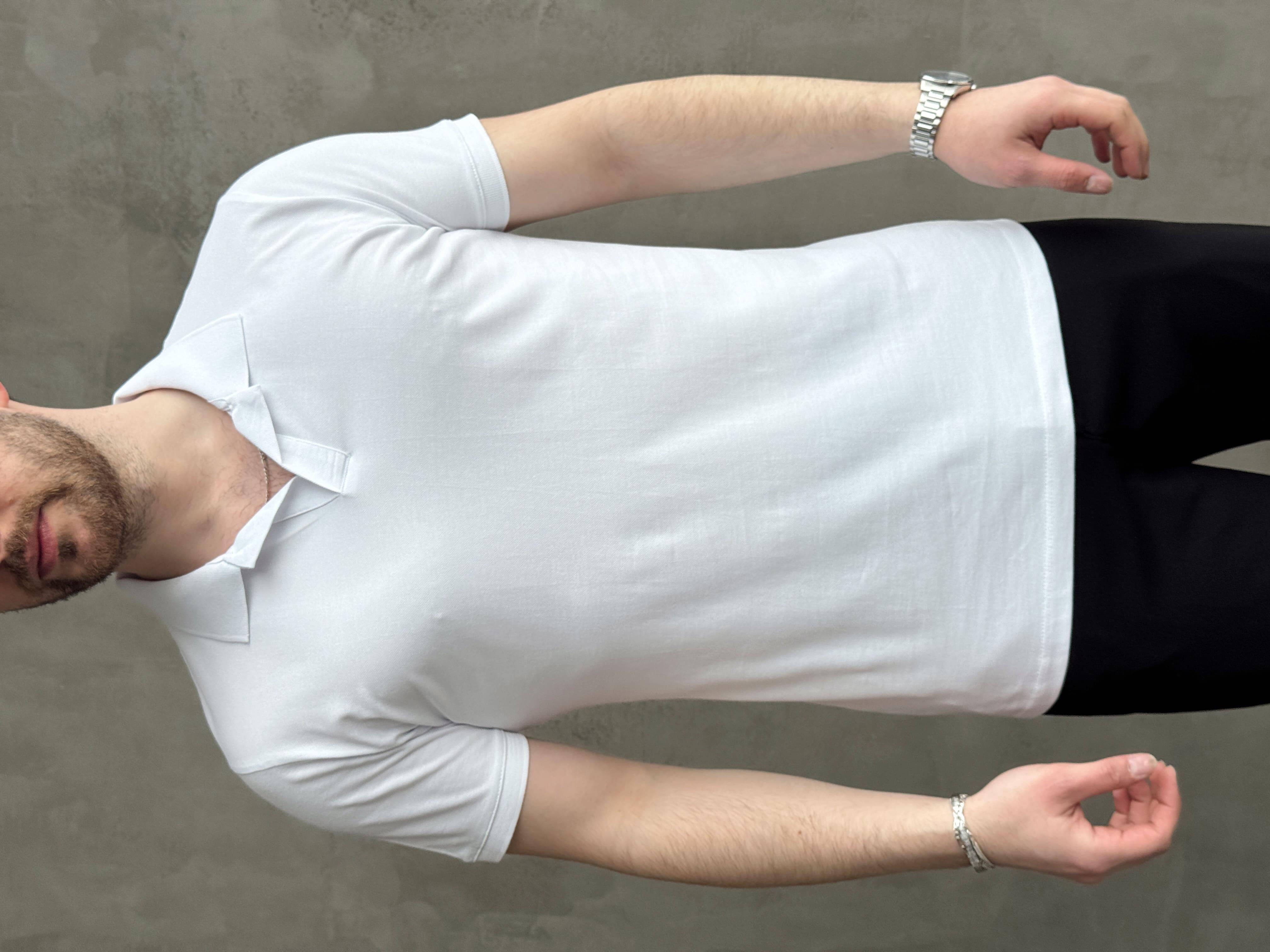 Erkek Ketench Özel Koleksiyon Regular Fit %100 Pamuk Pat Yaka T-Shirt-Beyaz(E1638)