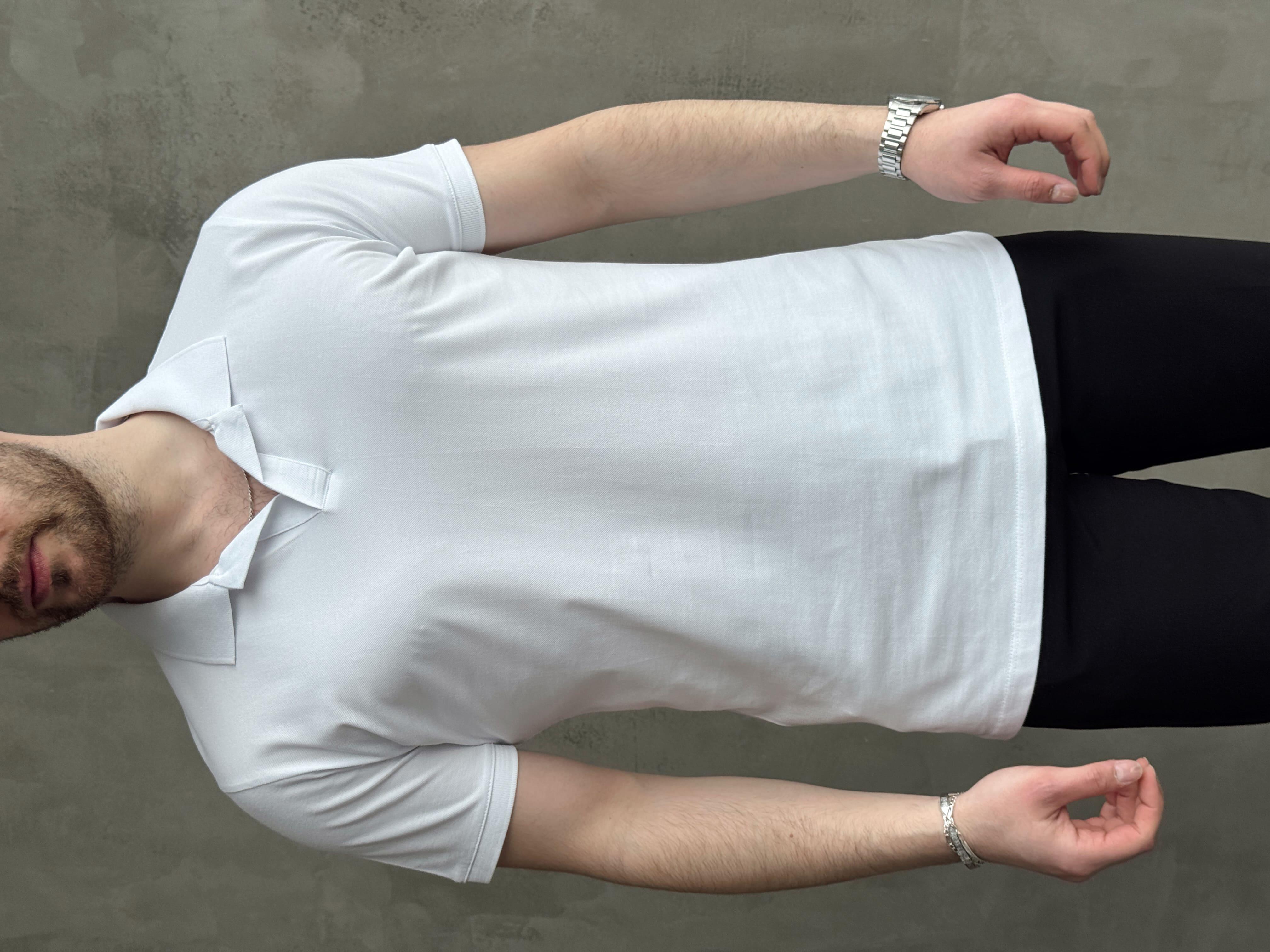 Erkek Ketench Özel Koleksiyon Regular Fit %100 Pamuk Pat Yaka T-Shirt-Beyaz(E1638)