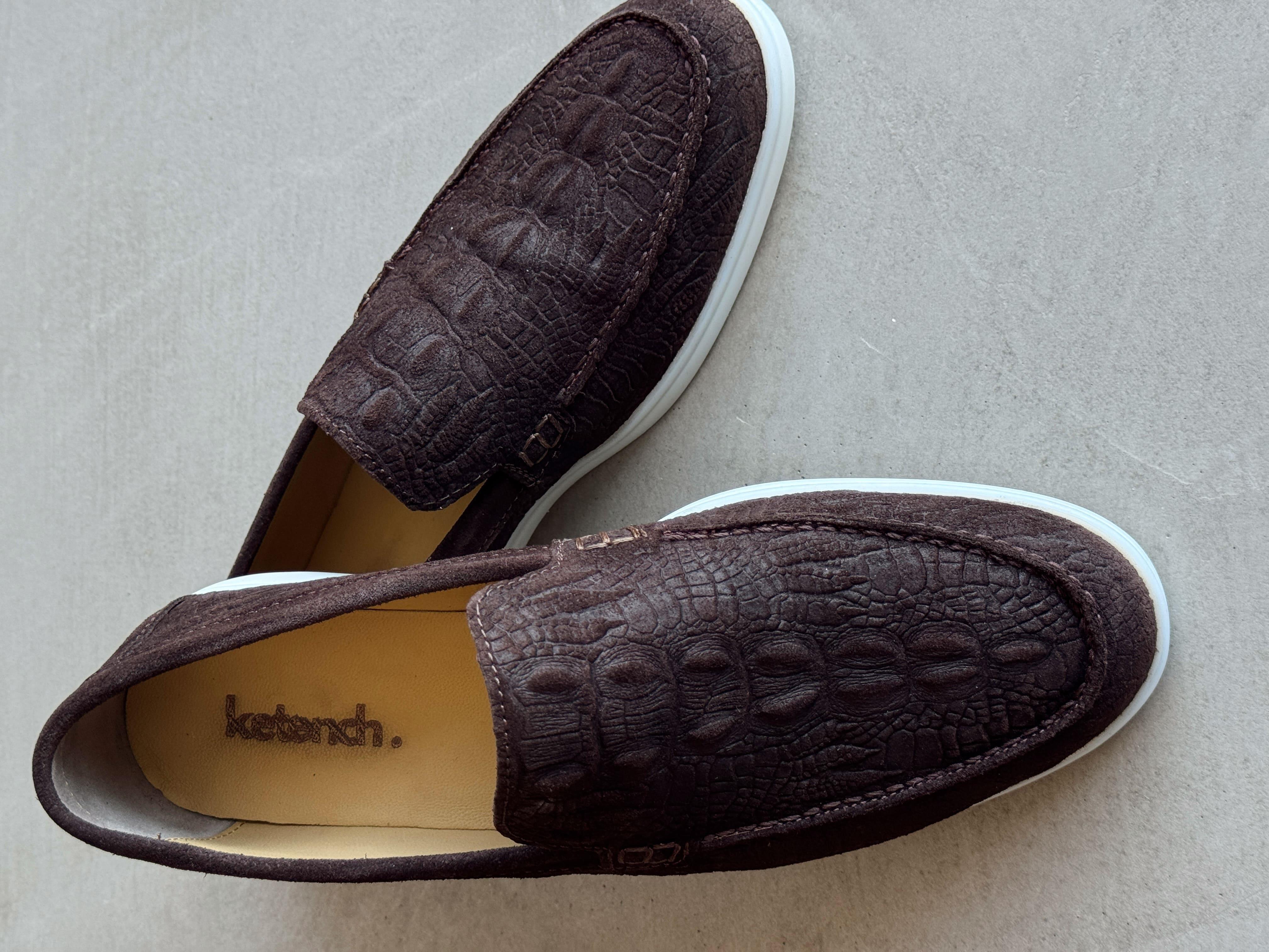 Erkek Ketench Özel Üretim Günlük Rahat %100 Süet Deri Loafer Ayakkabı-Kahverengi(E1660)Ketench