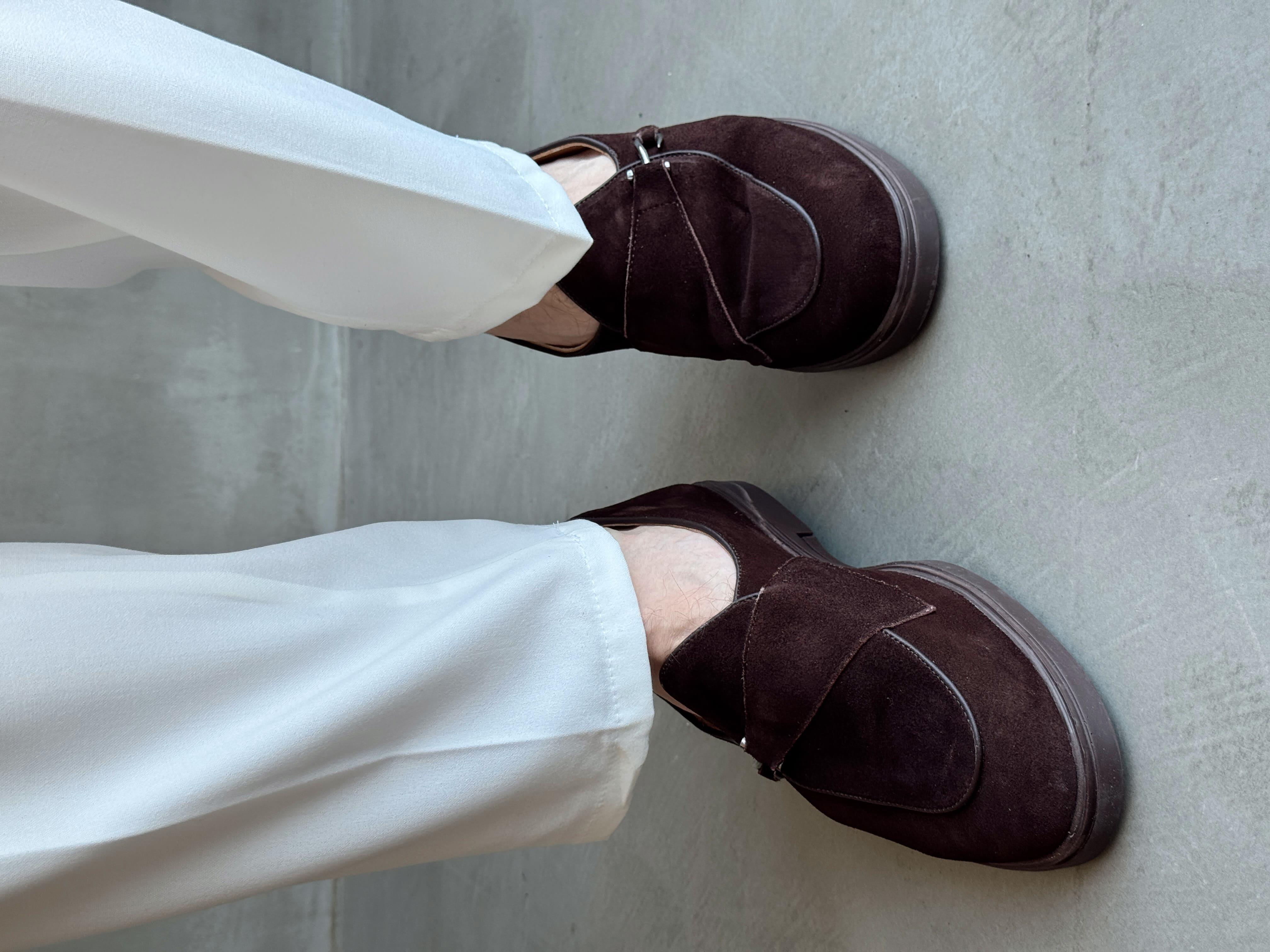 Erkek Ketench Özel Üretim Klasik Model %100 Deri Süet Loafer Ayakkabı-Kahverengi(E1667)