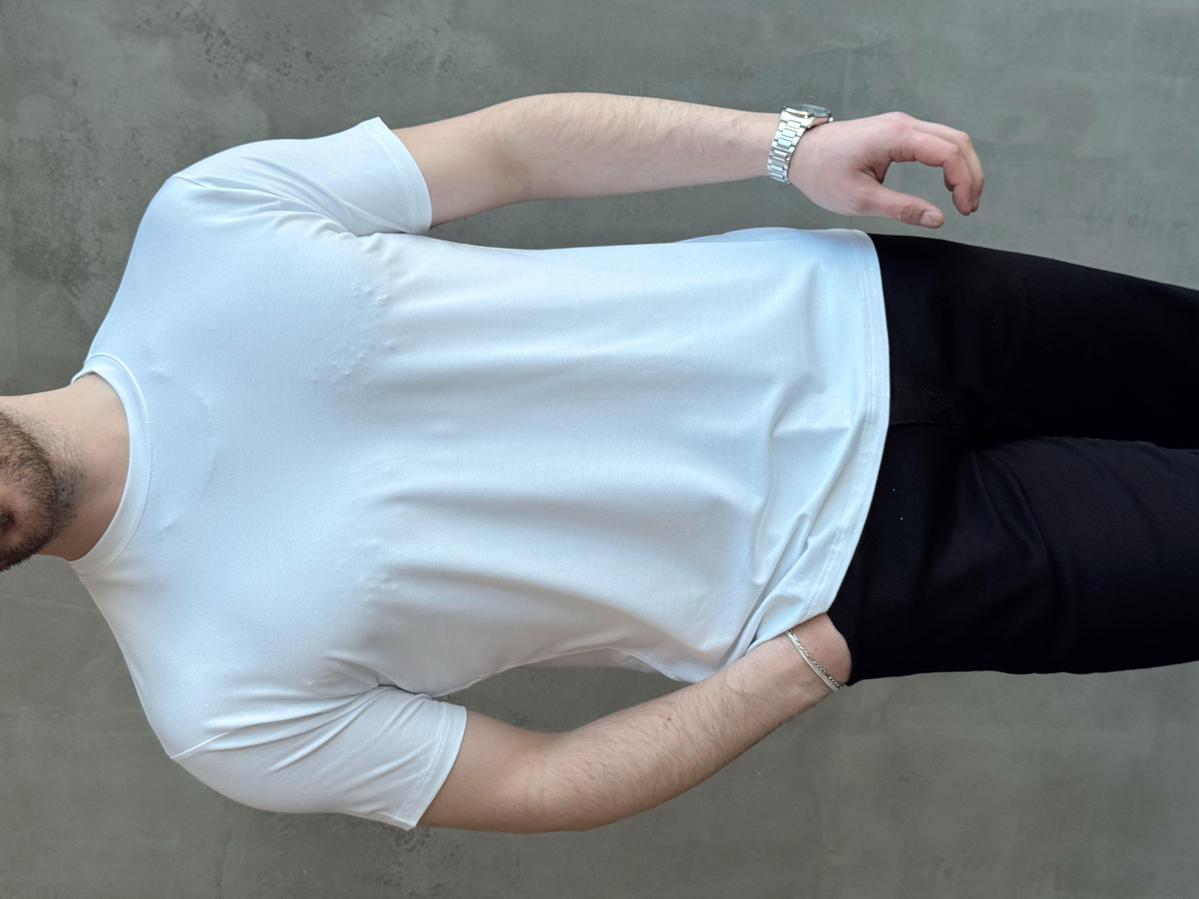 Erkek Ketench Özel Üretim Regular Kalıp Bisiklet Yaka Basic T-Shirt-Beyaz(E1685)
