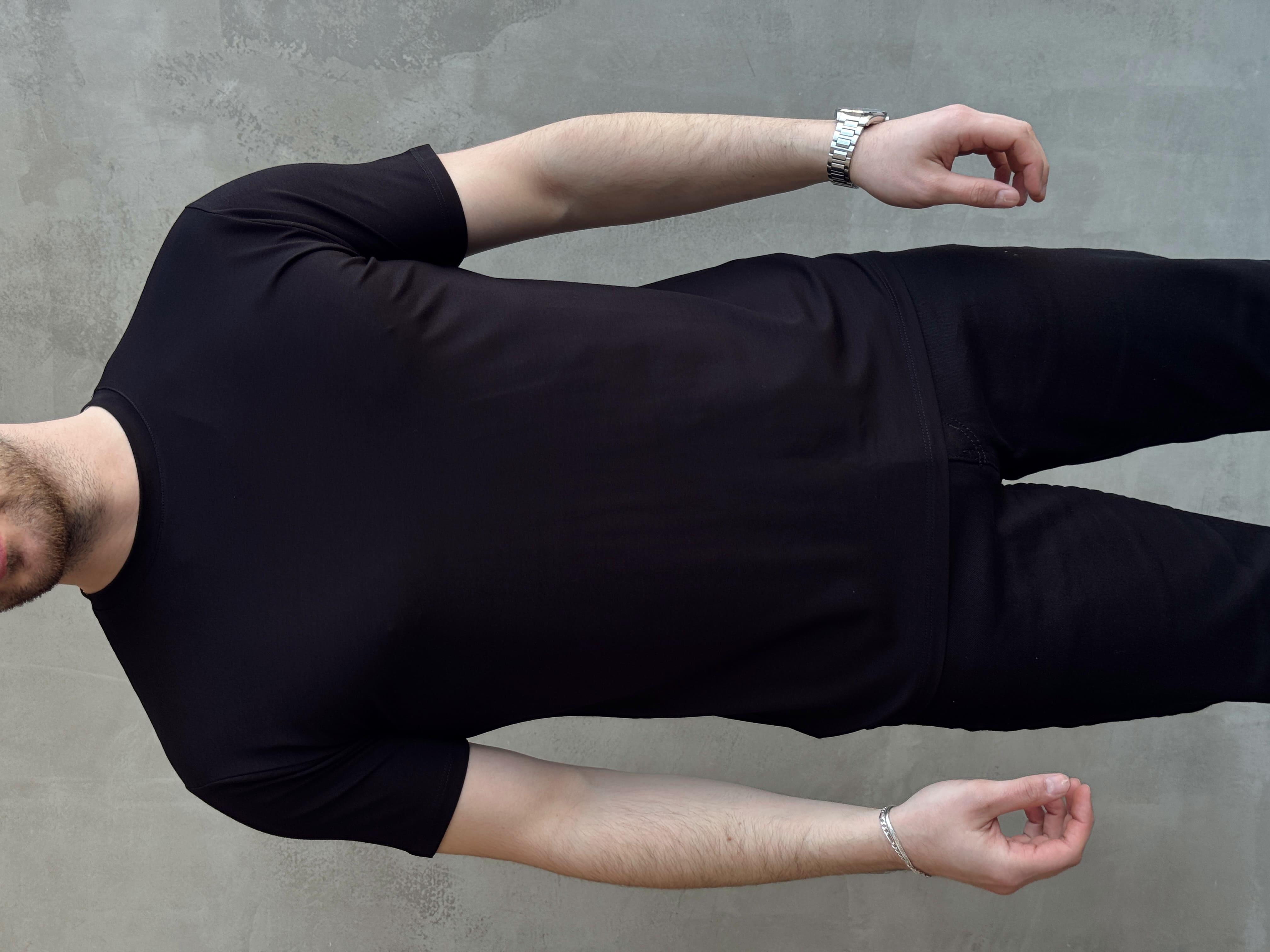 Erkek Ketench Özel Üretim Regular Kalıp Bisiklet Yaka Basic T-Shirt-Siyah(E1685)