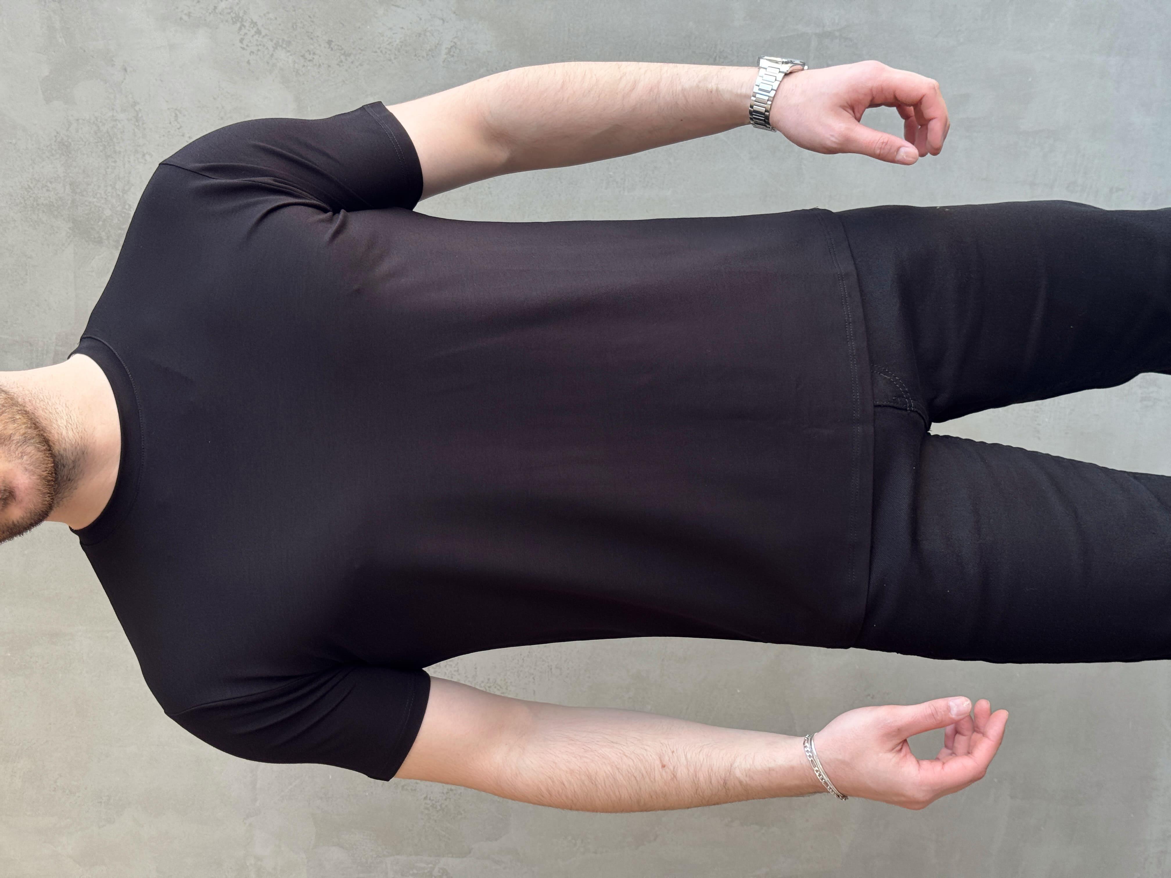 Erkek Ketench Özel Üretim Regular Kalıp Bisiklet Yaka Basic T-Shirt-Siyah(E1685)
