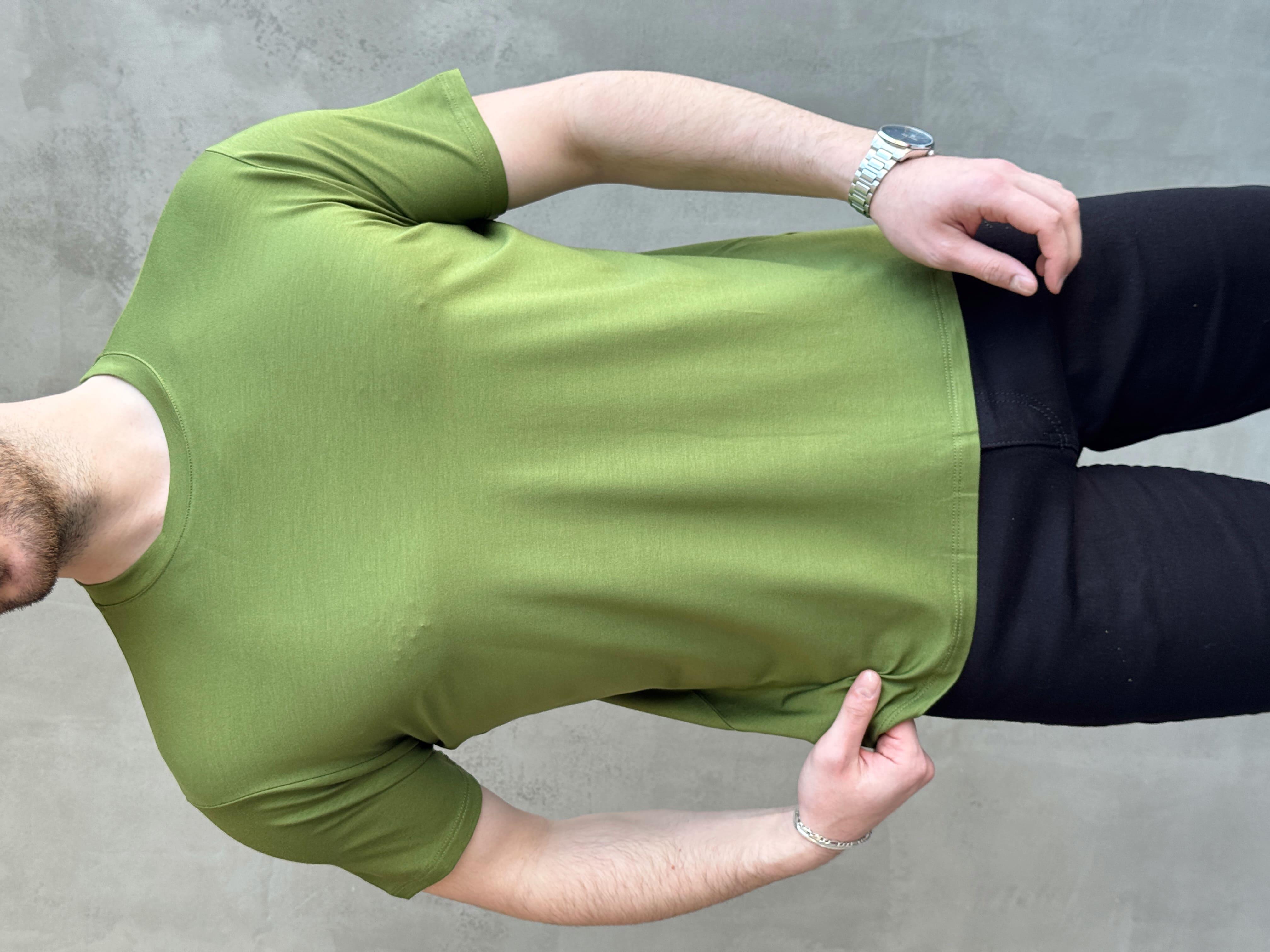 Erkek Ketench Özel Üretim Regular Kalıp Bisiklet Yaka Basic T-Shirt-Yeşil(E1685)Ketench