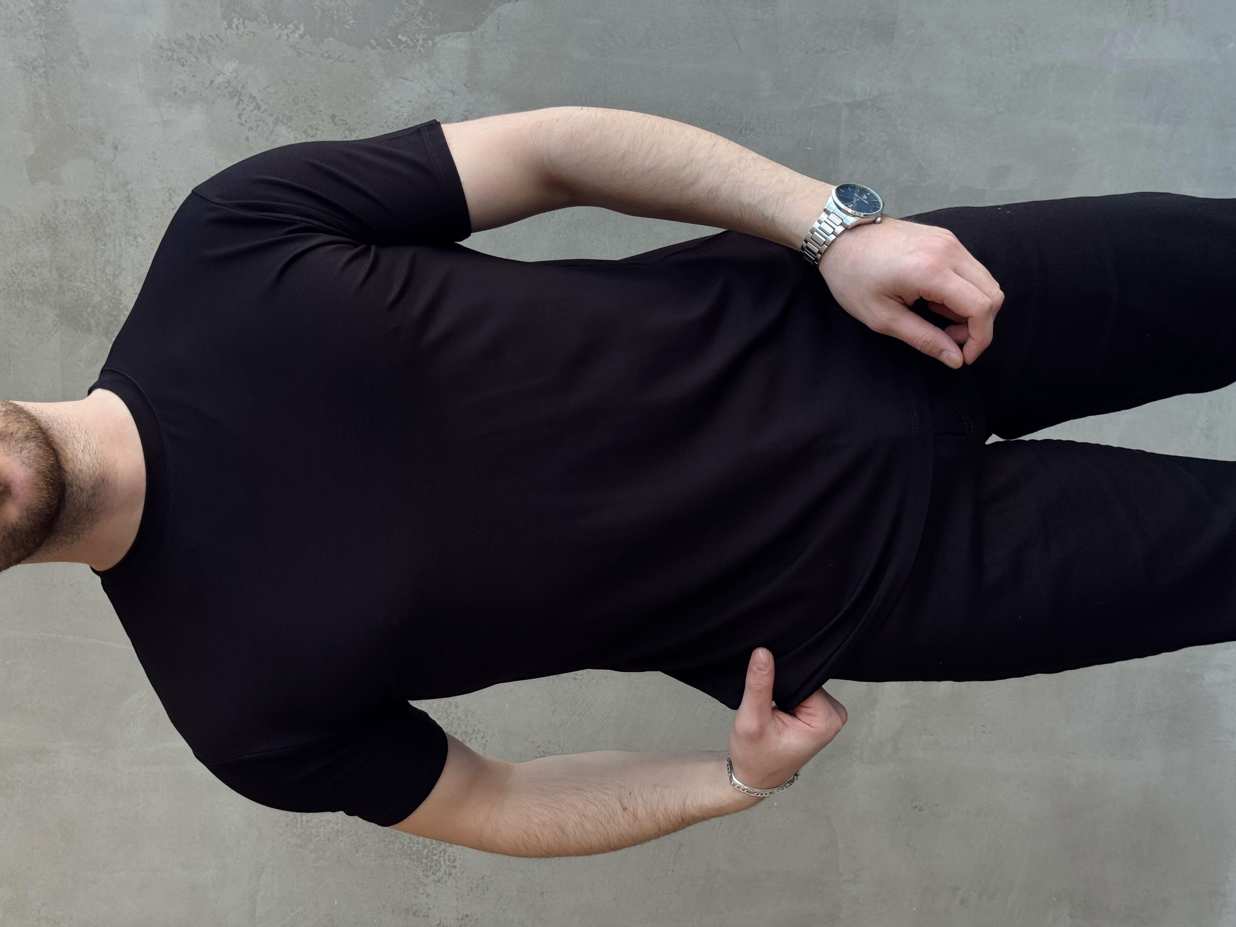 Erkek Ketench Özel Üretim Regular Kalıp Bisiklet Yaka Basic T-Shirt-Siyah(E1685)Ketench