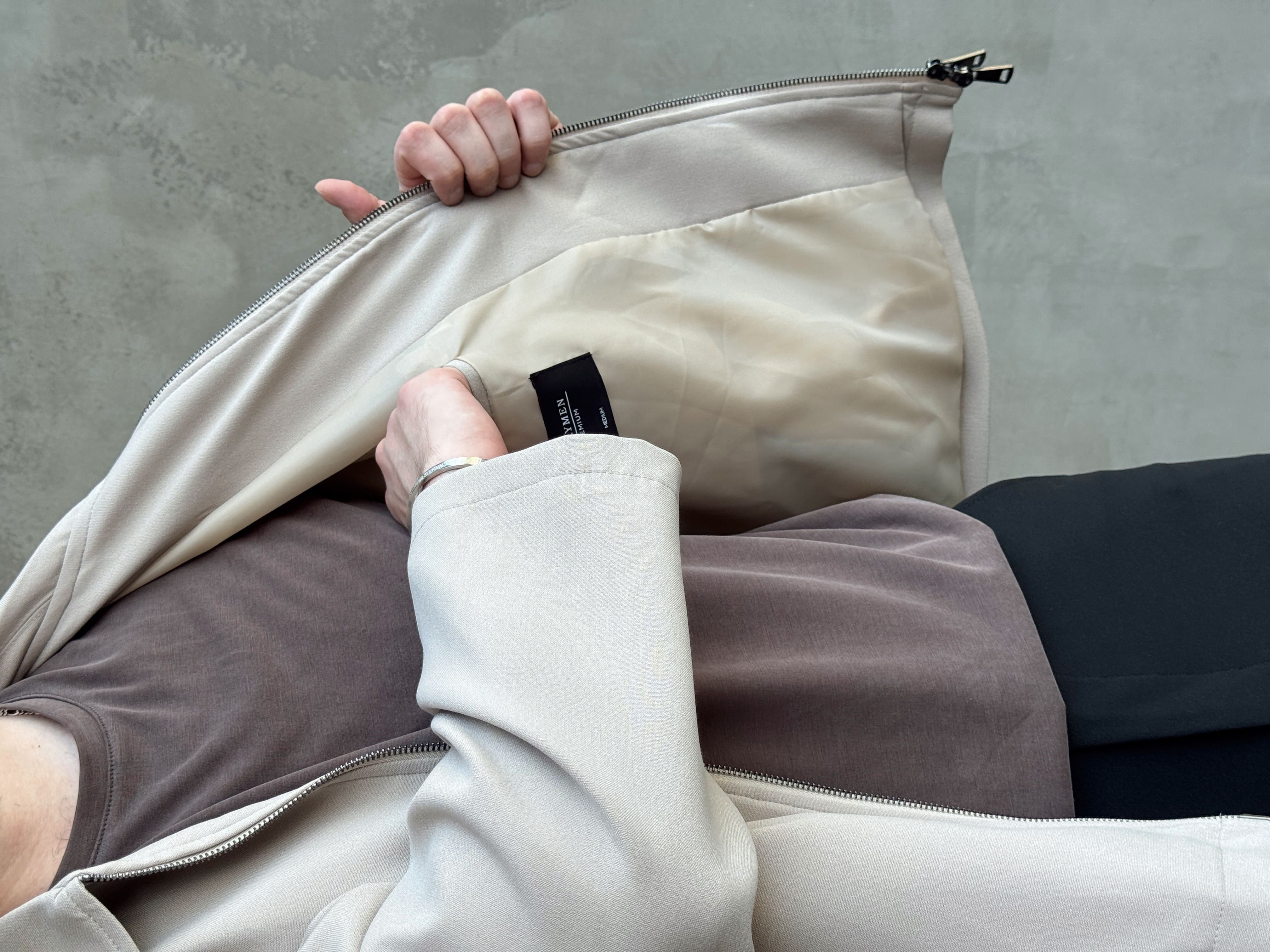 Erkek Özel Premium Seri Oversize Kalıp Çift Astarlı Düz Model Gabardin Kumaş Ceket-Bej(E1761)
