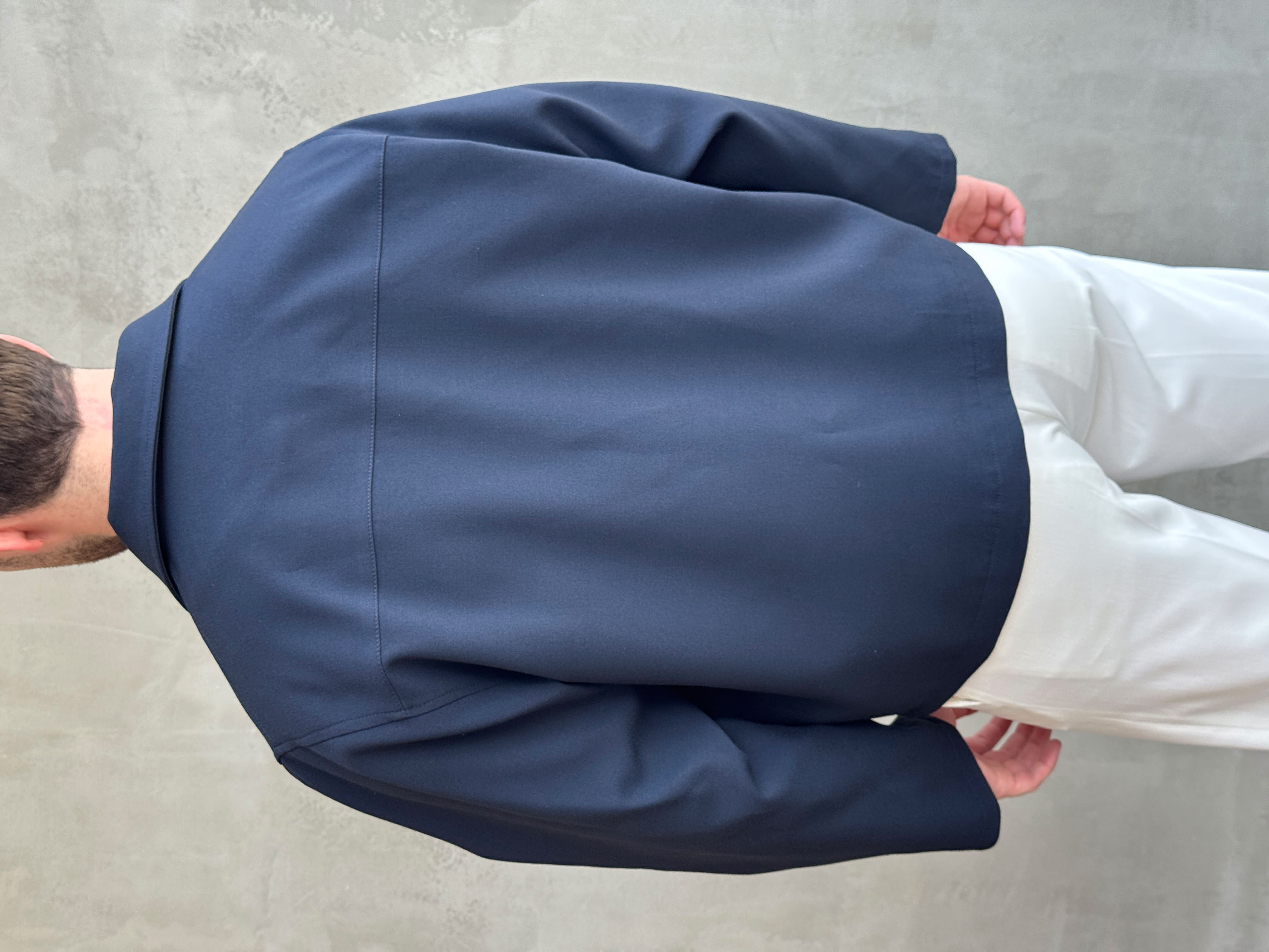 Erkek Özel Premium Seri Oversize Kalıp Çift Astarlı Düz Model Gabardin Kumaş Ceket-Lacivert(E1761)
