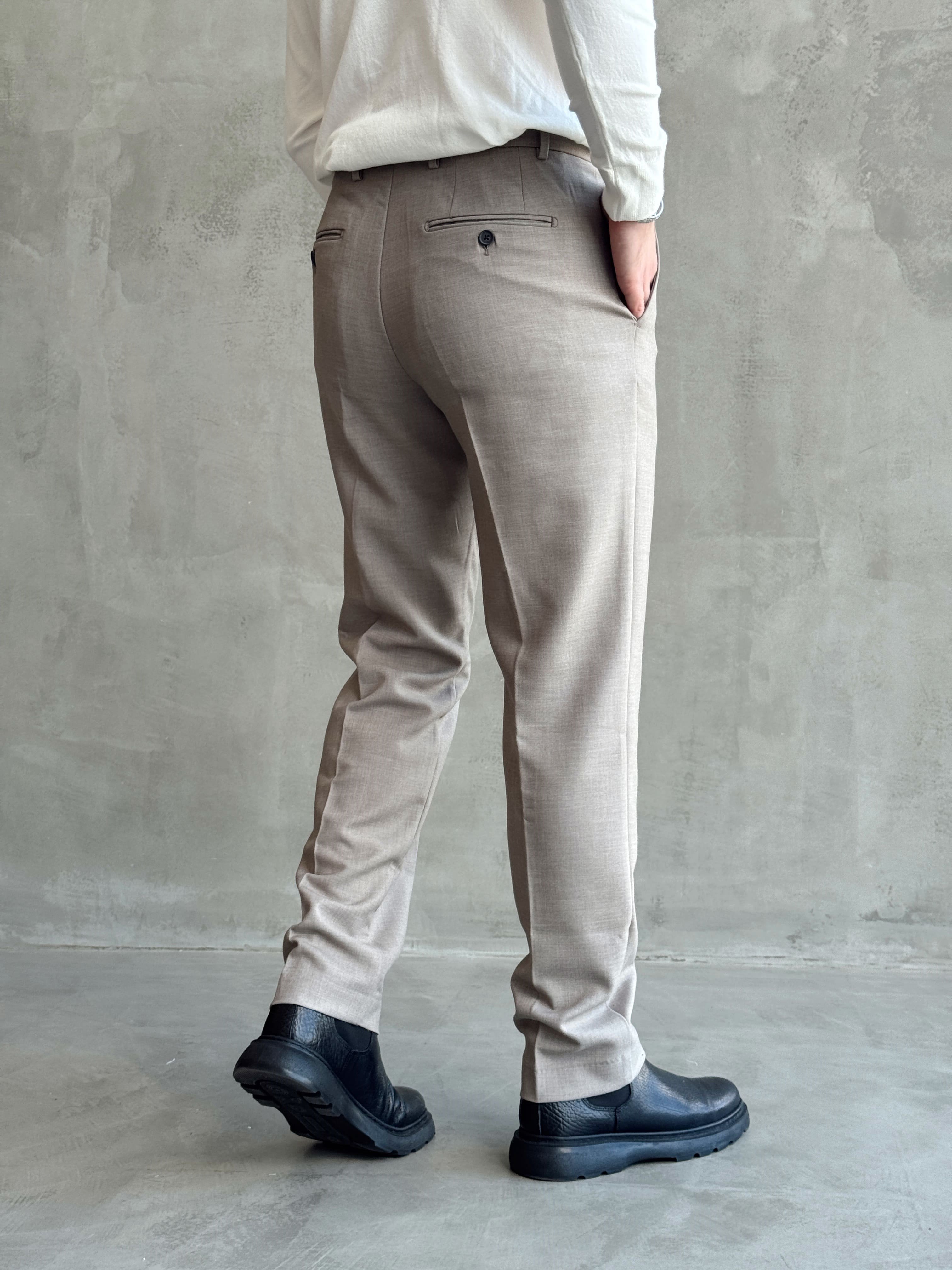 Erkek Özel Premium Seri Regular Fit Kalıp Kışlık Kumaş Pantolon-Vizon(E1821)