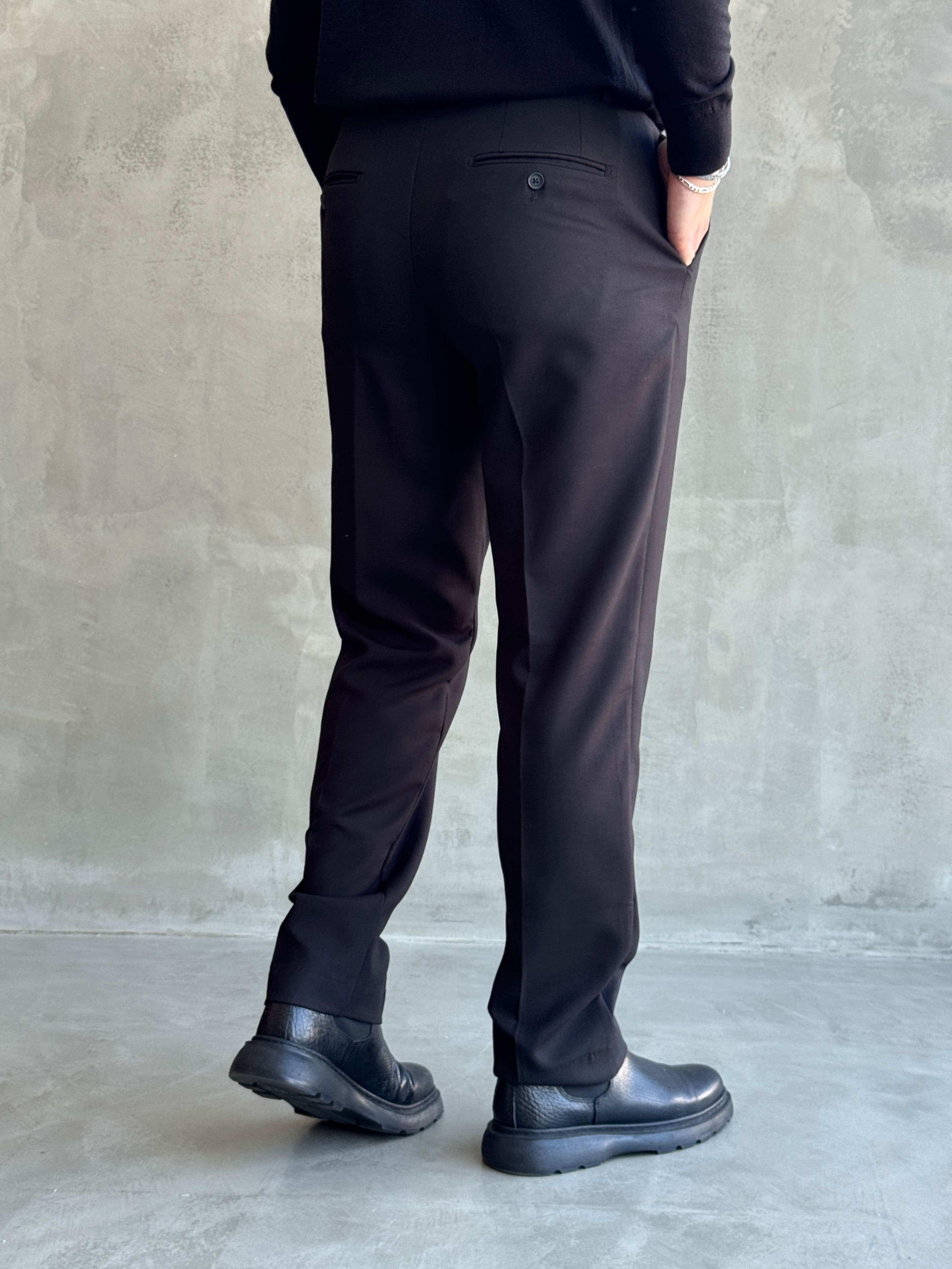 Erkek Özel Premium Seri Regular Fit Kalıp Kışlık Kumaş Pantolon-Siyah(E1821)