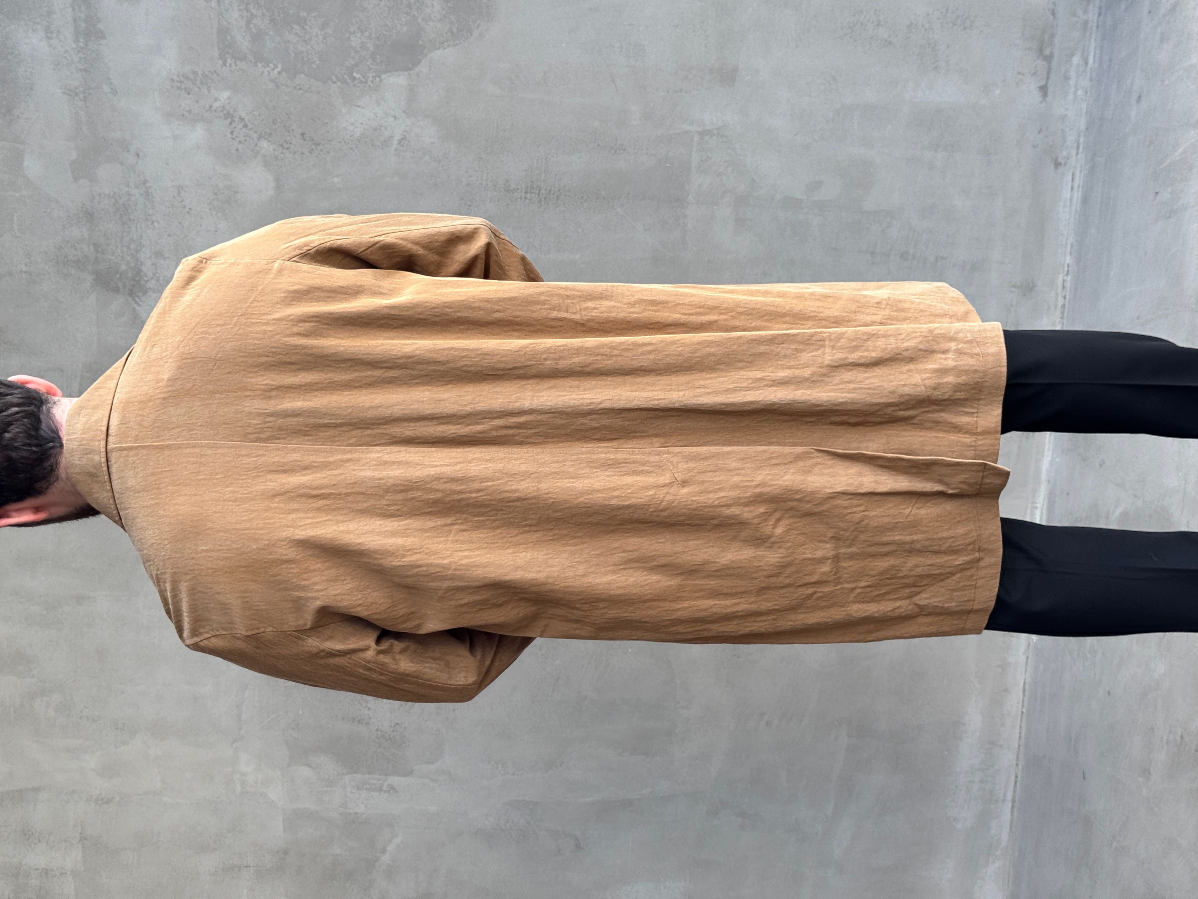 Erkek Özel Premium Seri Regular Kalıp Aksesuar Detaylı Lyocell Kumaş Trençkot-Camel(E1862)