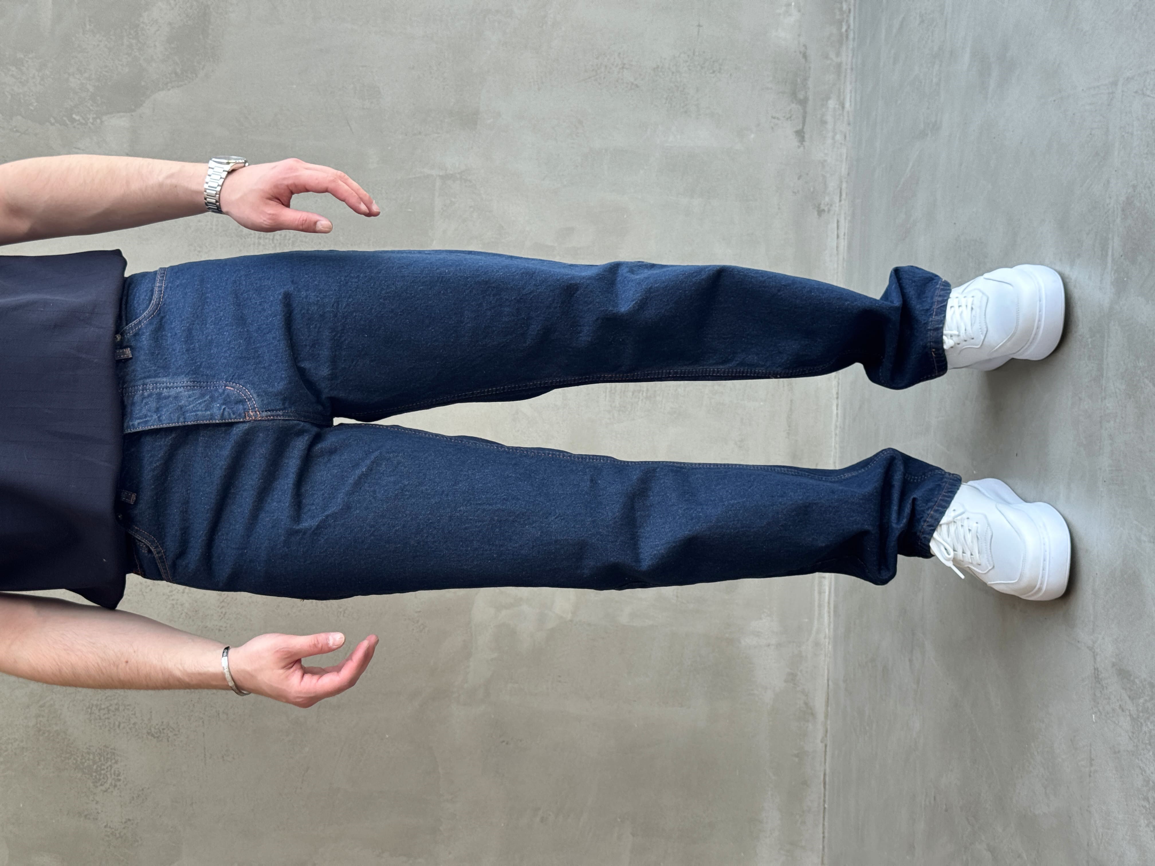 Erkek Premium Kalite Likralı Baggy Kalıp Denim Jean-Lacivert(E1750) TD:975