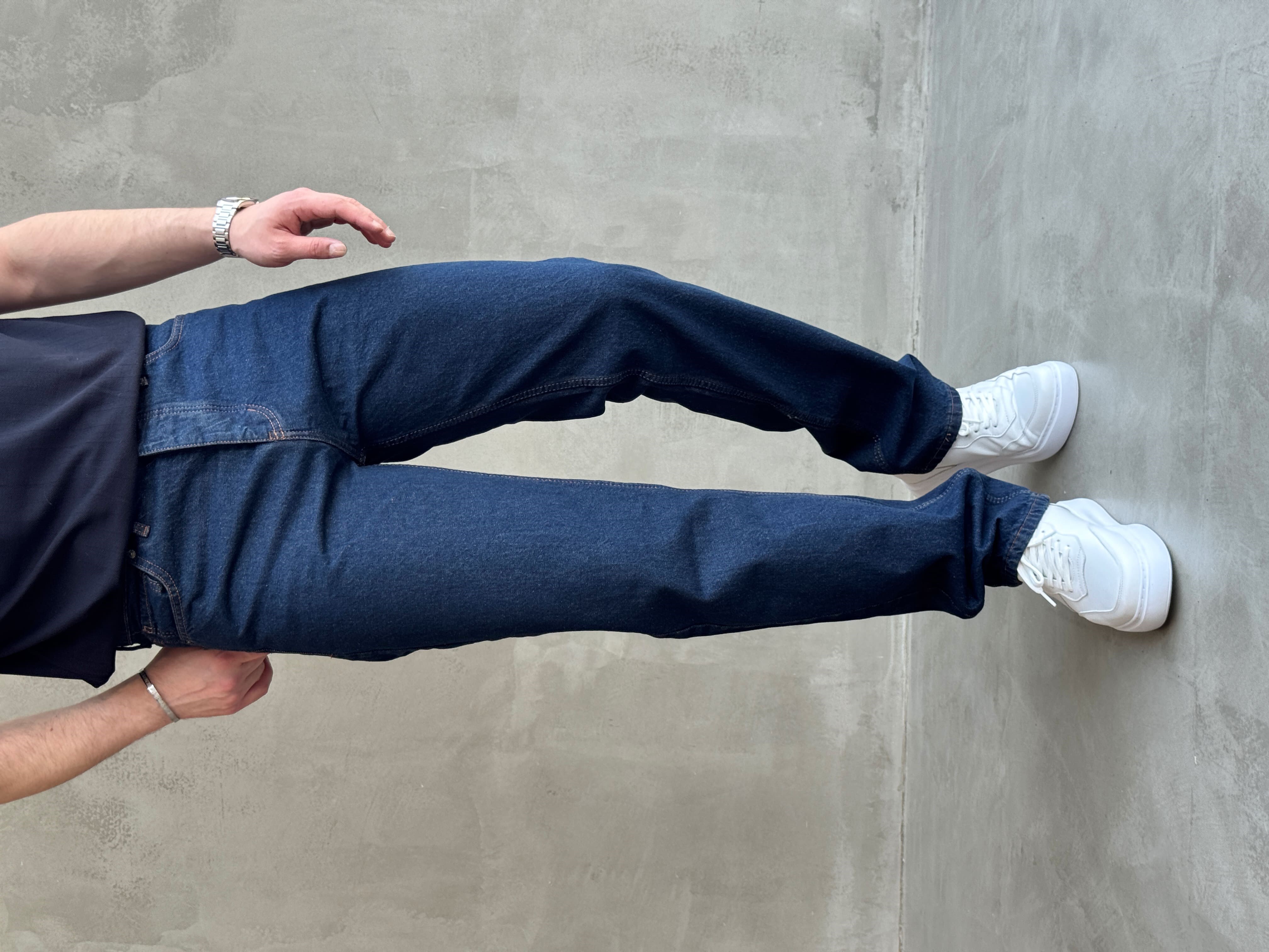 Erkek Premium Kalite Likralı Baggy Kalıp Denim Jean-Lacivert(E1750) TD:975