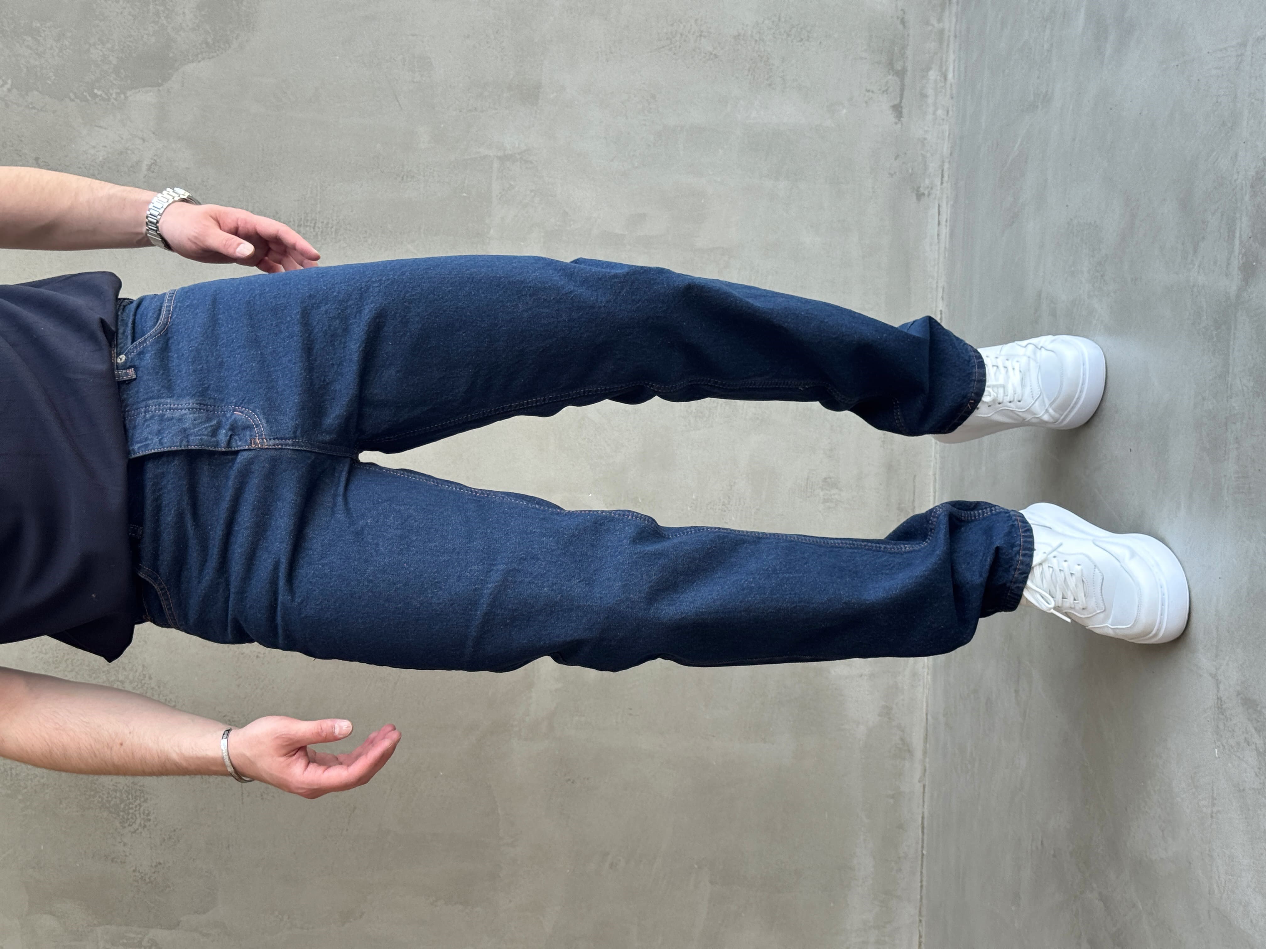 Erkek Premium Kalite Likralı Baggy Kalıp Denim Jean-Lacivert(E1750) TD:975
