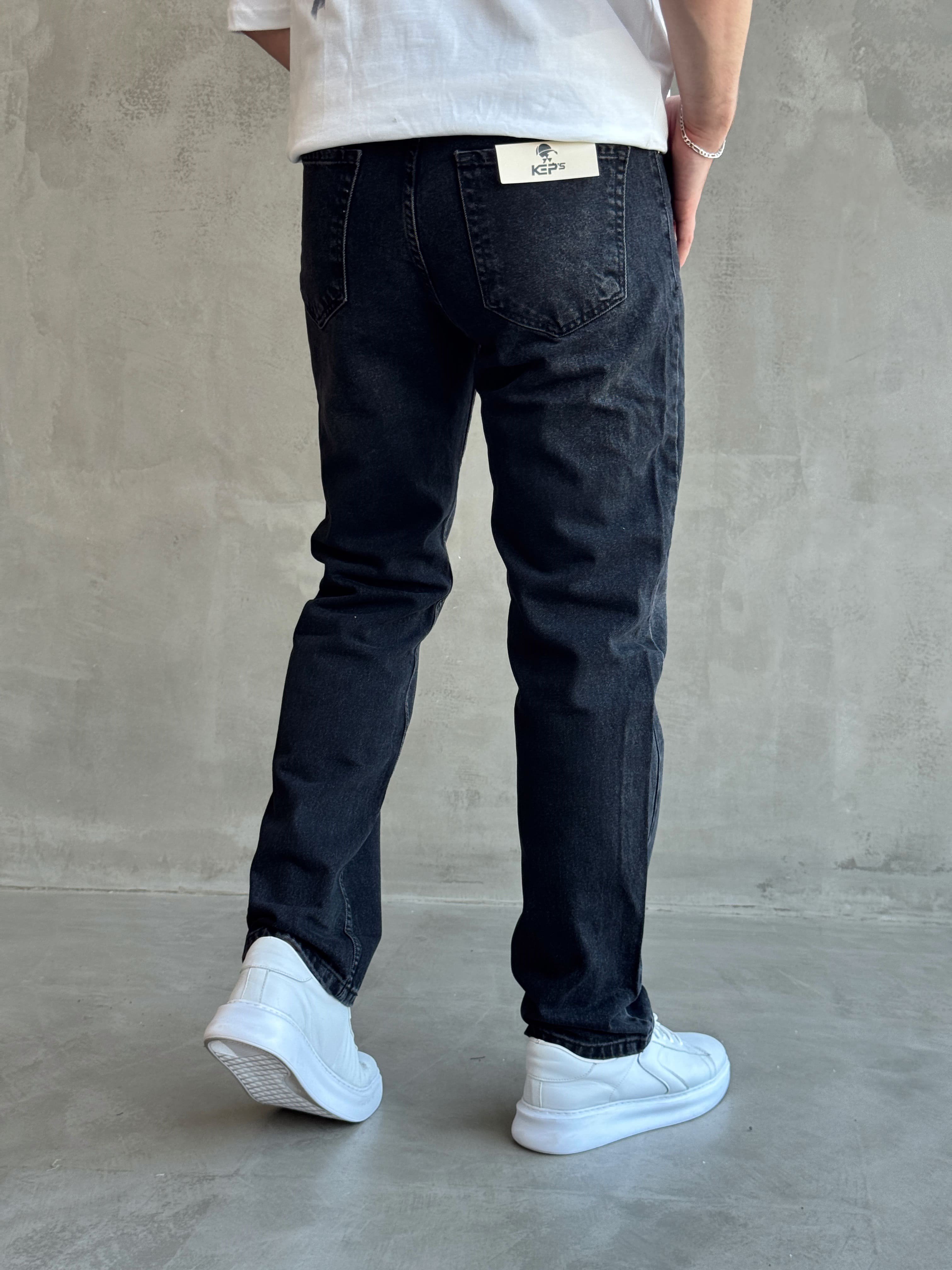 Erkek Premium Kalite Likralı Baggy Kalıp Denim Jean-Yıkamalı Siyah(E1750) TD:168
