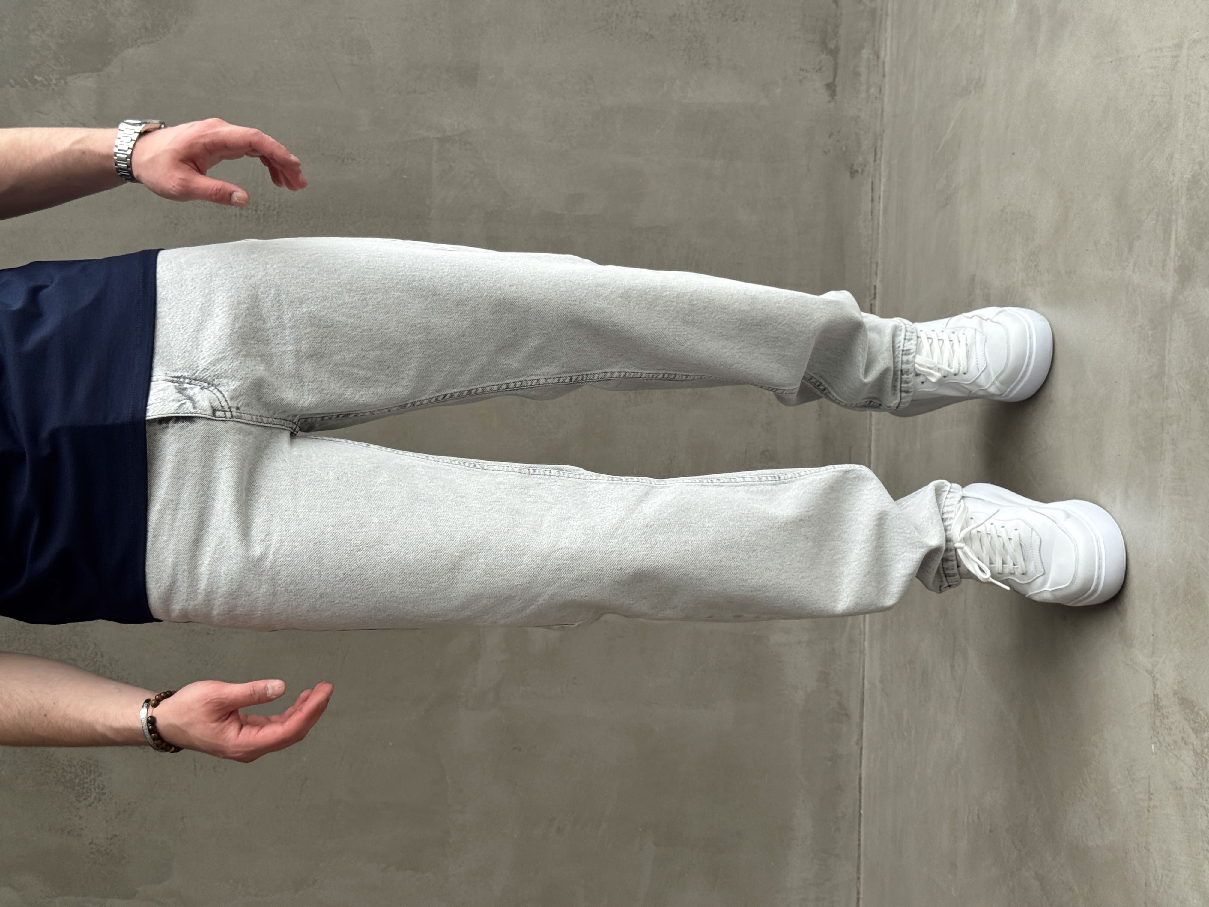 Erkek Premium Kalite Likralı Baggy Kalıp Denim Jean-Gri(E1750) TD:749