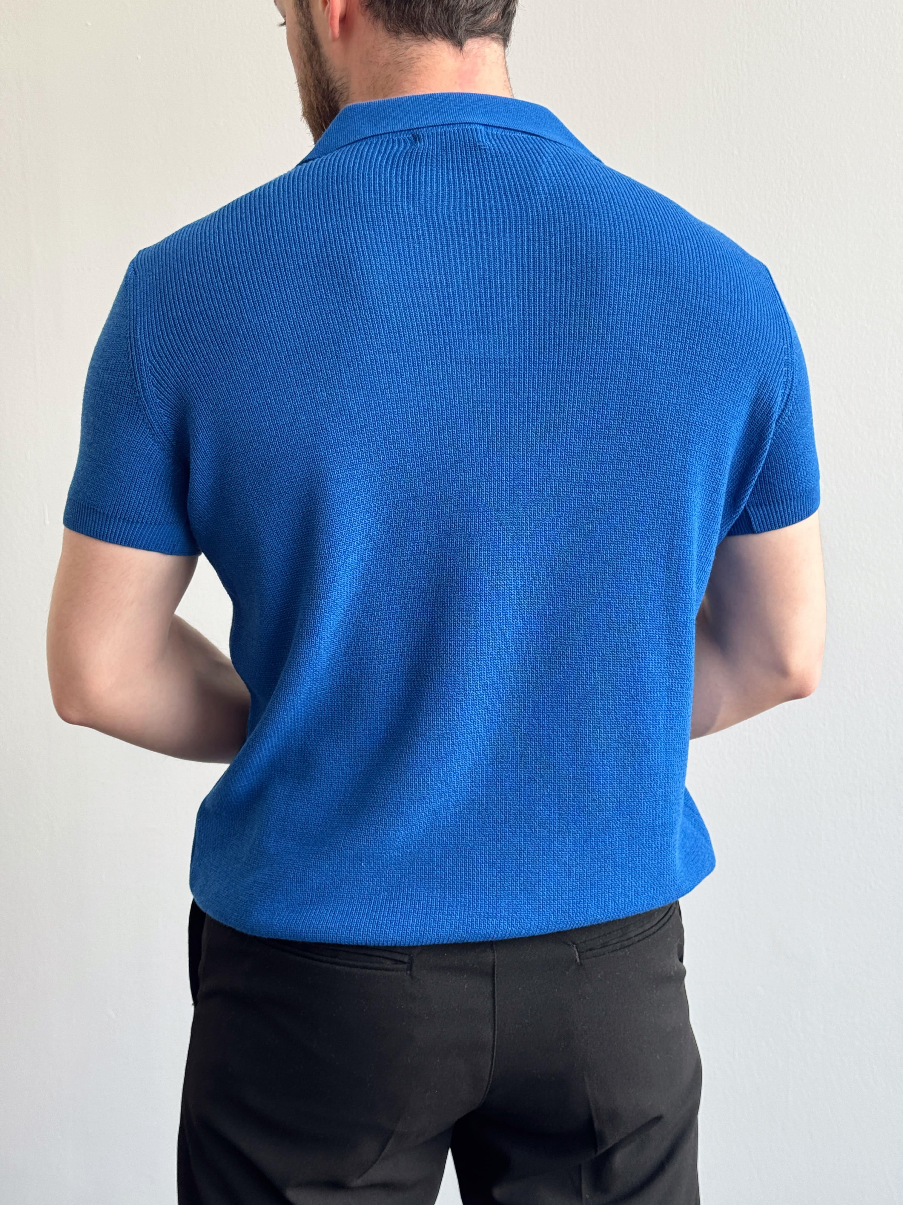 Erkek Premium Kalite Oversize Kalıp V Yaka Triko T-Shirt-Saks(E1358)
