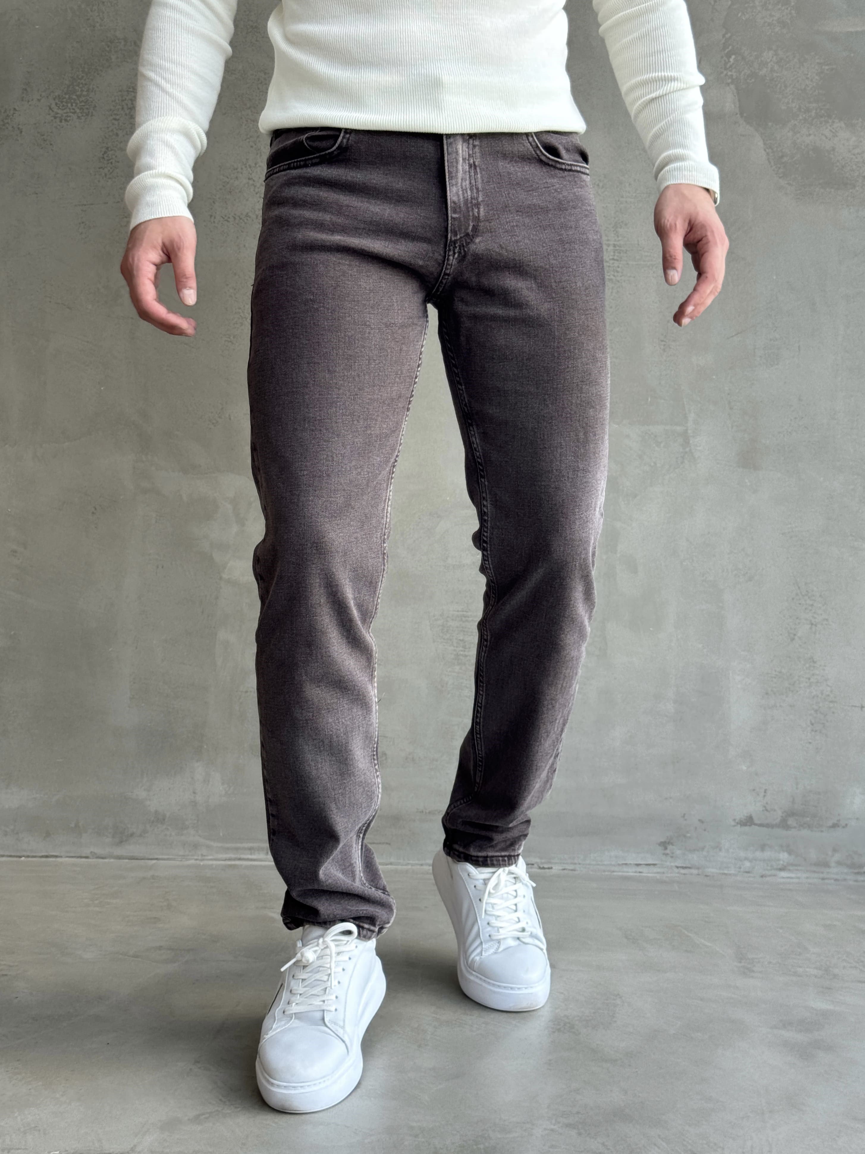 Erkek Premium Kalite Regular Kalıp Kot Pantolon Jeans-Warm Charcoal(E1247) TD:488
