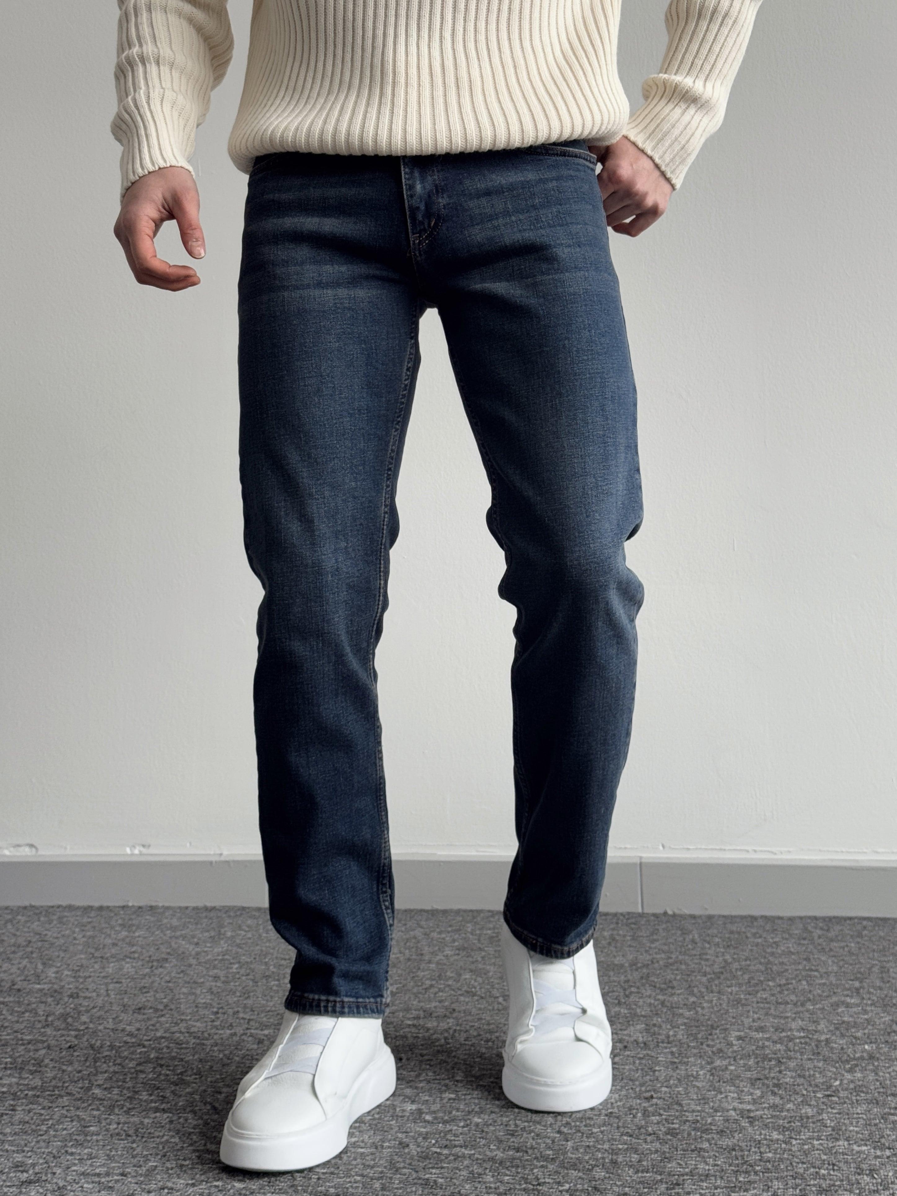 Erkek Premium Kalite Regular Kalıp Kot Pantolon Jeans-Koyu Mavi(E1247)Ketench