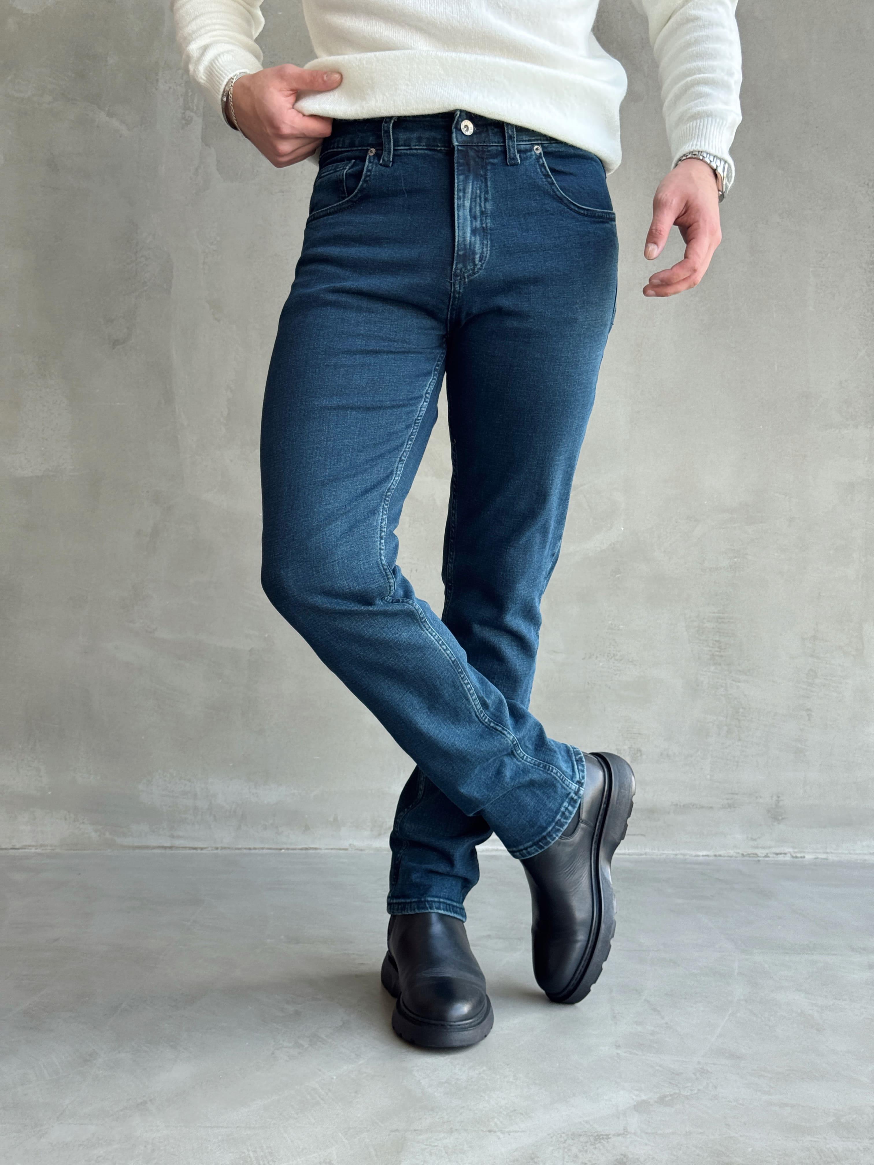 Erkek Premium Kalite Regular Kalıp Kot Pantolon Jeans-Denim Blue(E1247) TD:721