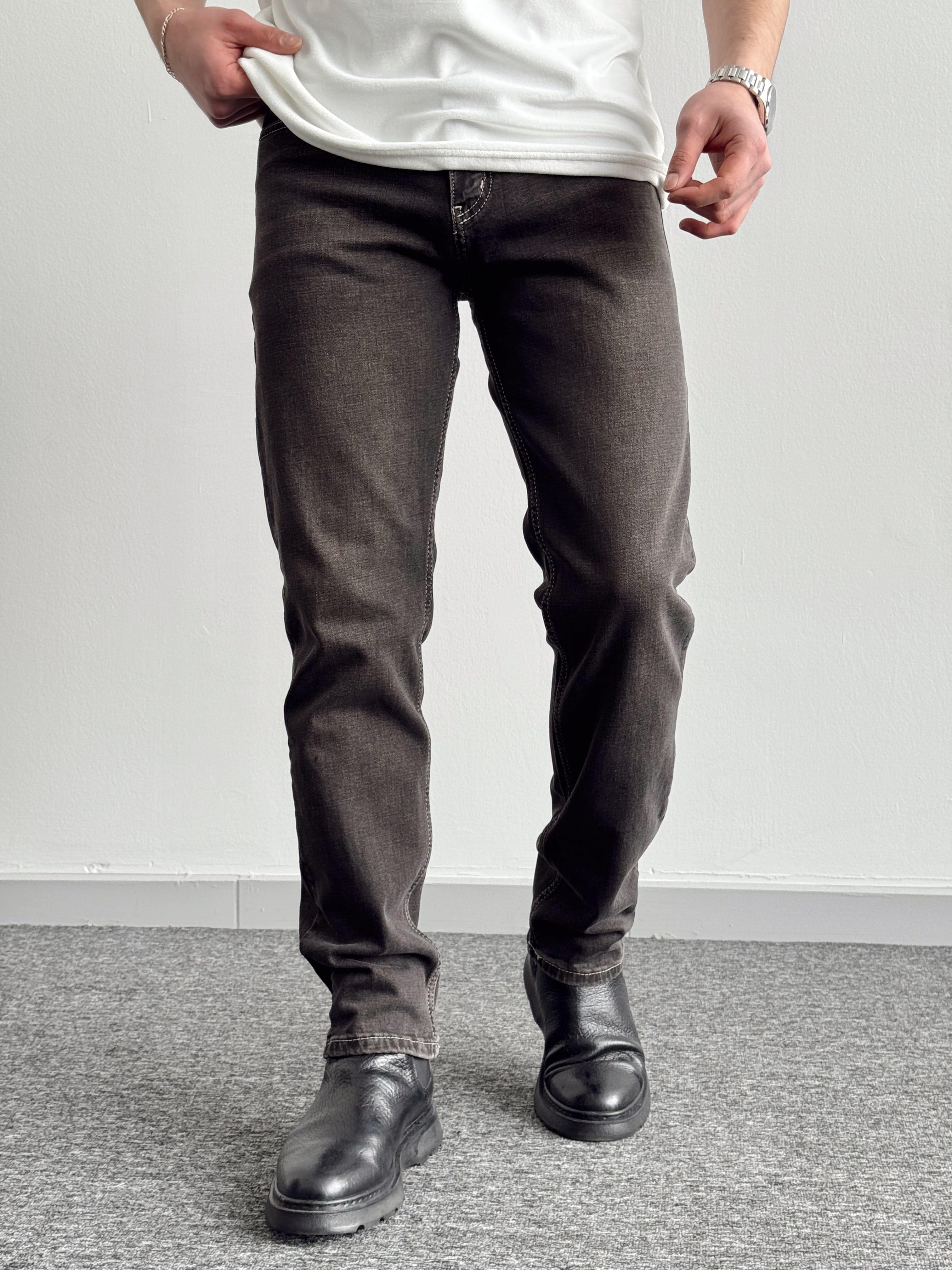 Erkek Premium Kalite Regular Kalıp Kot Pantolon Jeans-Charcoal Grey(E1247) TD:424