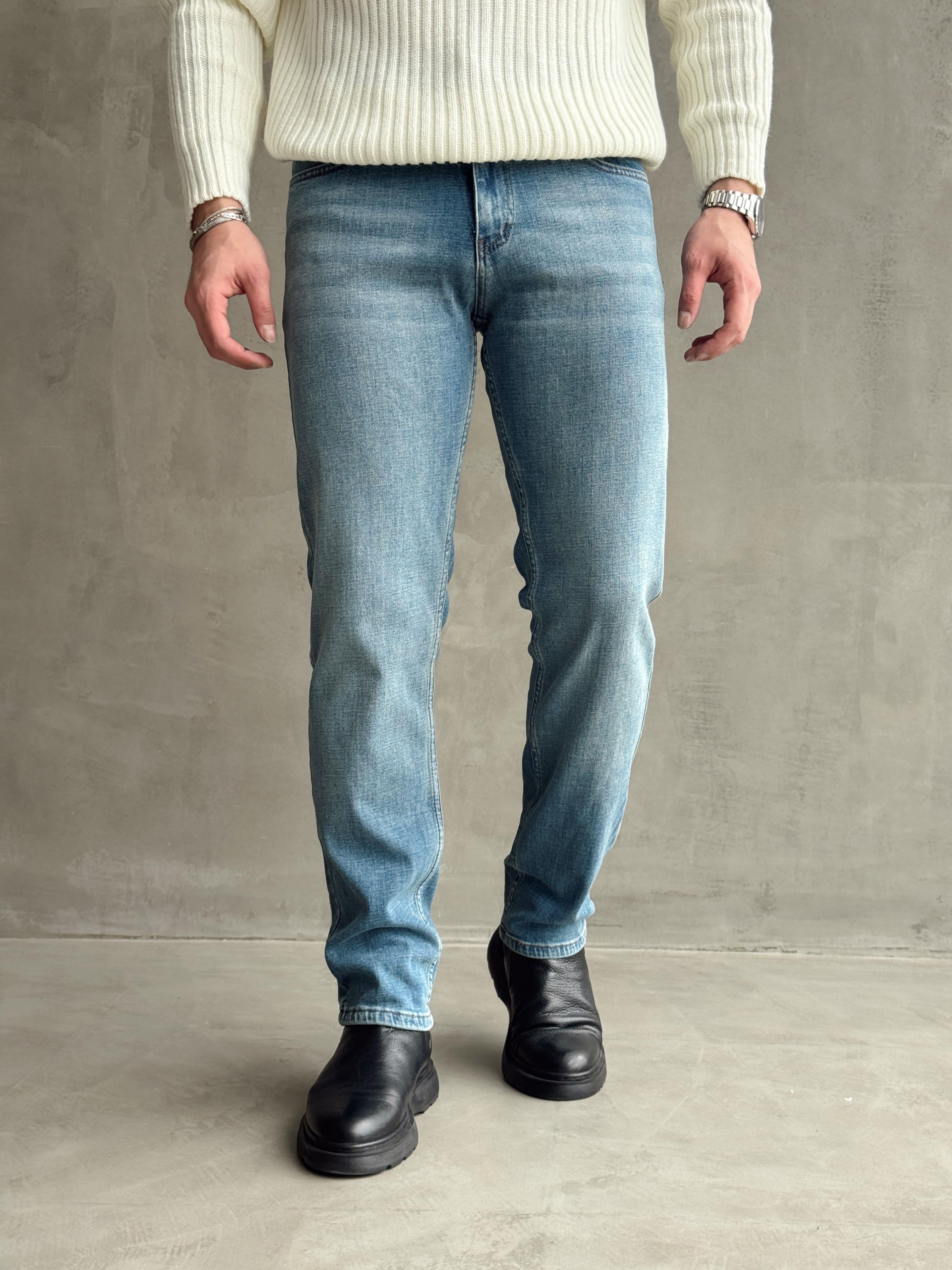 Erkek Premium Kalite Regular Kalıp Kot Pantolon Jeans-Light Blue(E1247) TD:634-1